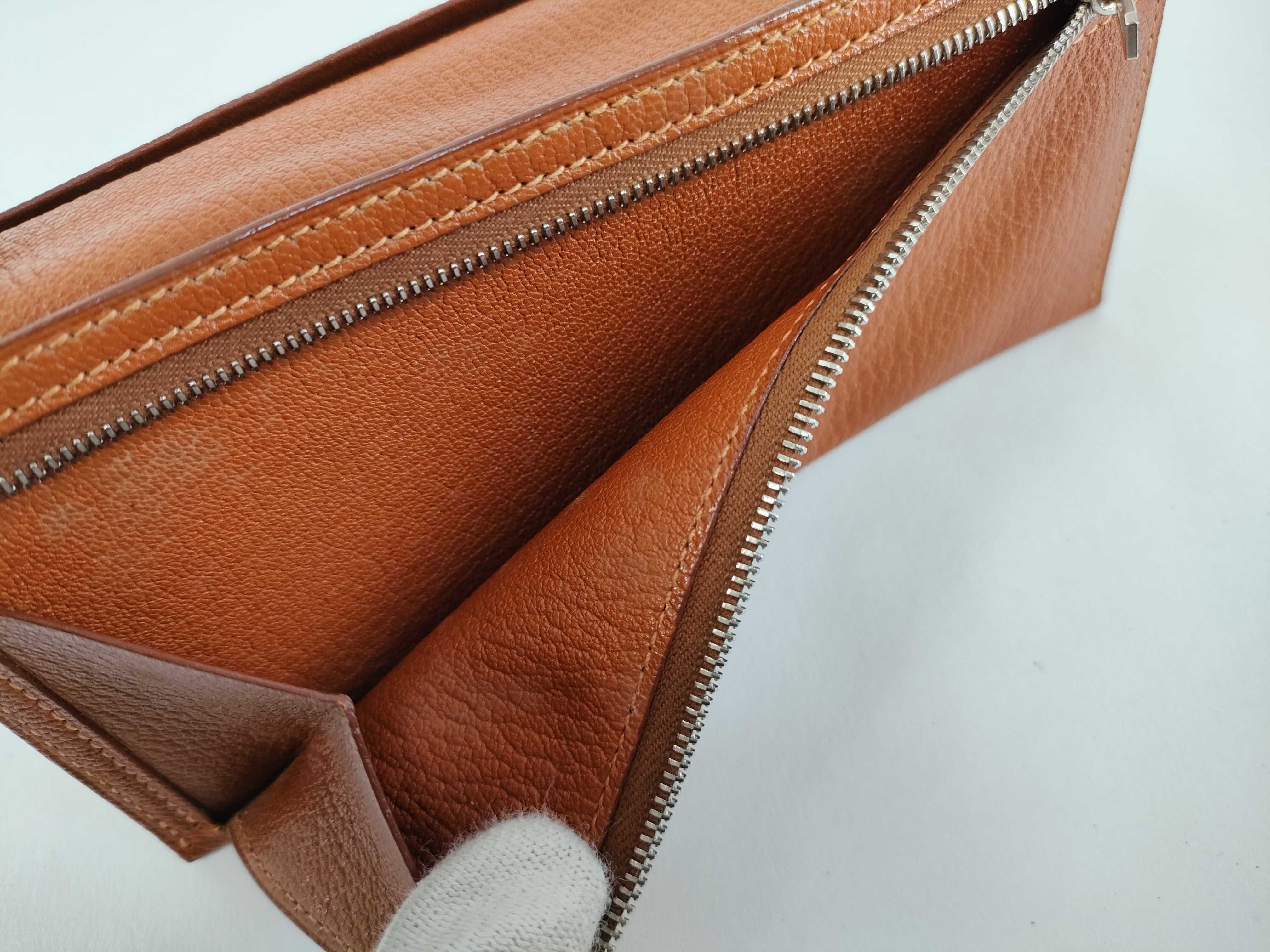 Bearn Soufflé Chevre Leather Long Wallet, Brown, Silver Hardware — view 12
