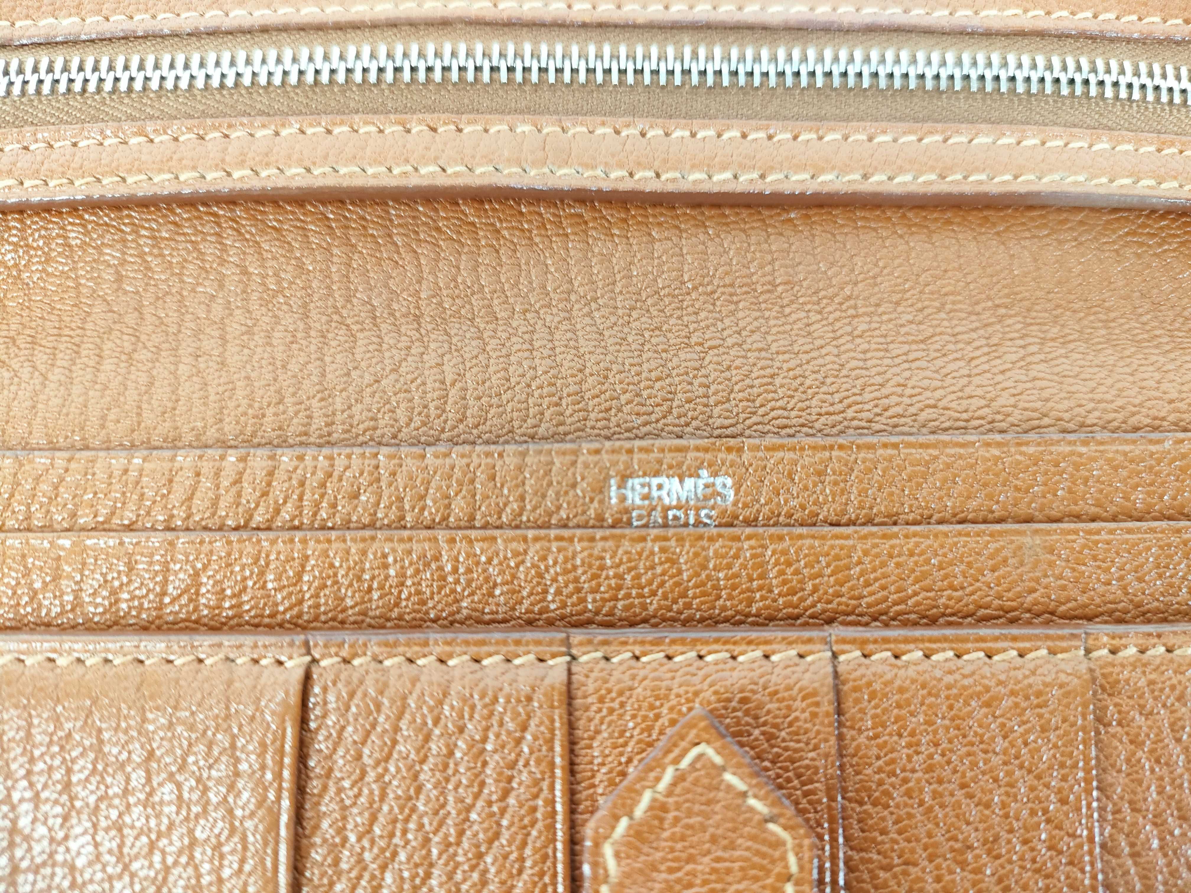 Bearn Soufflé Chevre Leather Long Wallet, Brown, Silver Hardware — view 15