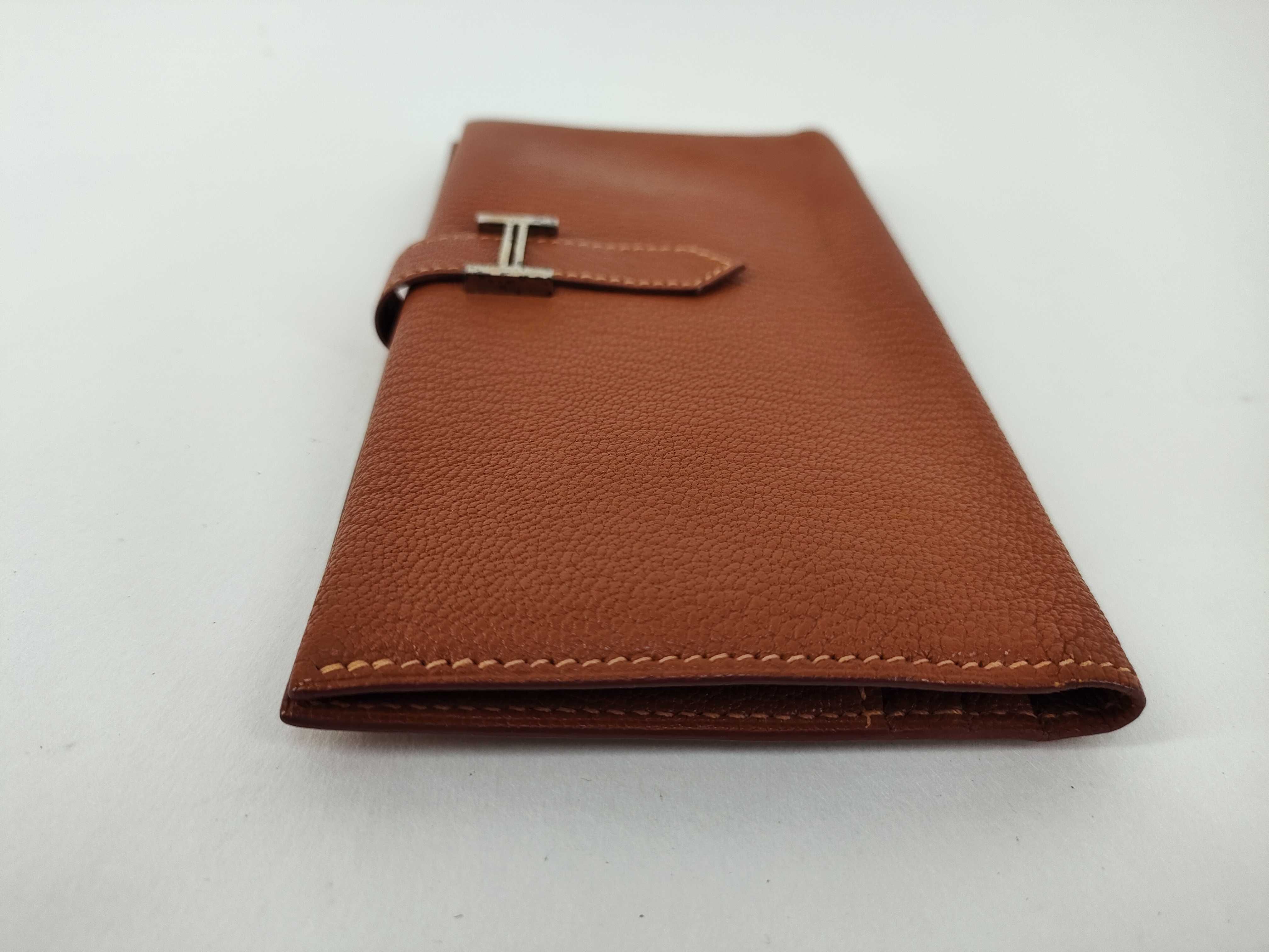 Bearn Soufflé Chevre Leather Long Wallet, Brown, Silver Hardware — view 4