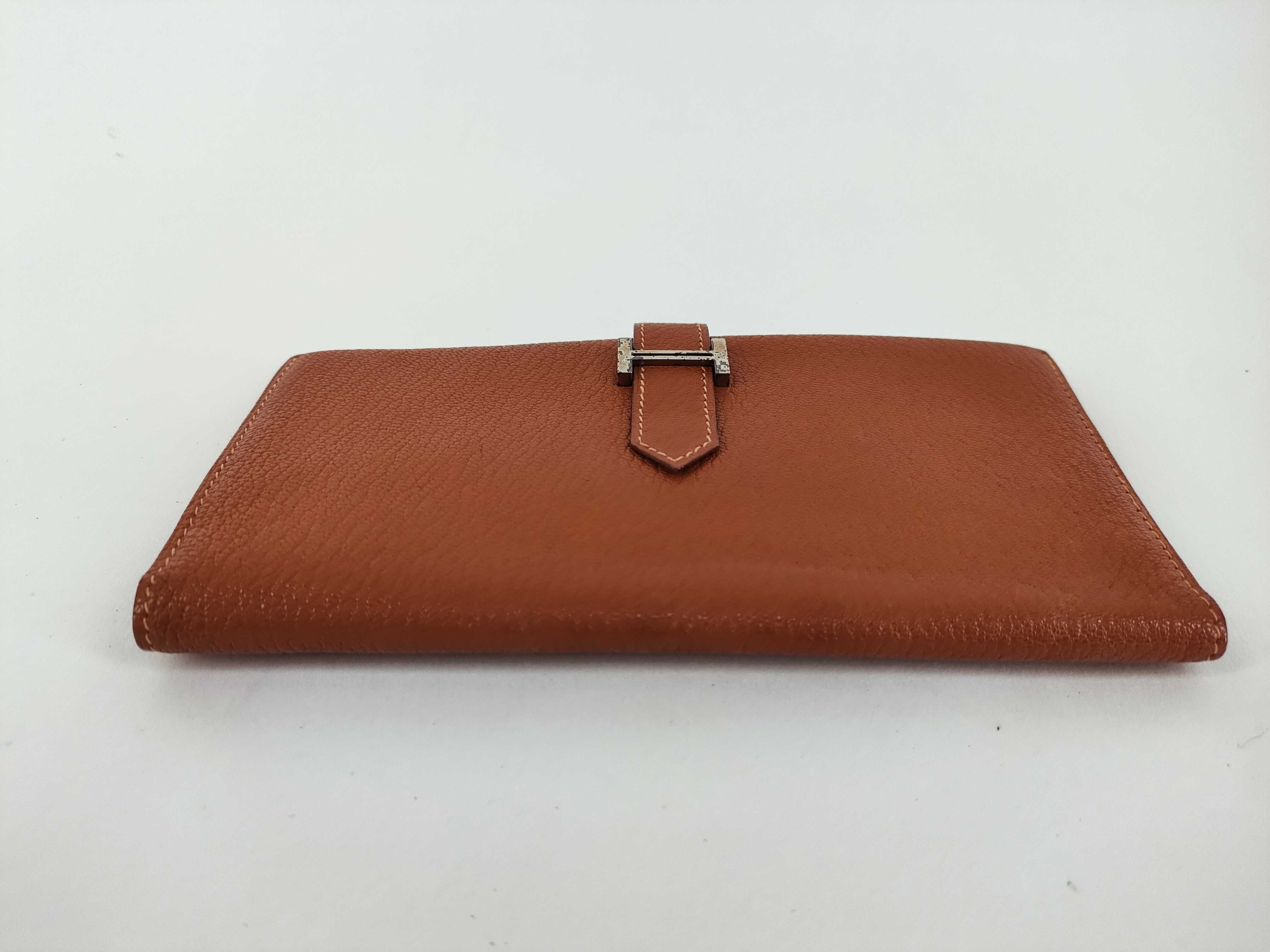 Bearn Soufflé Chevre Leather Long Wallet, Brown, Silver Hardware — view 5