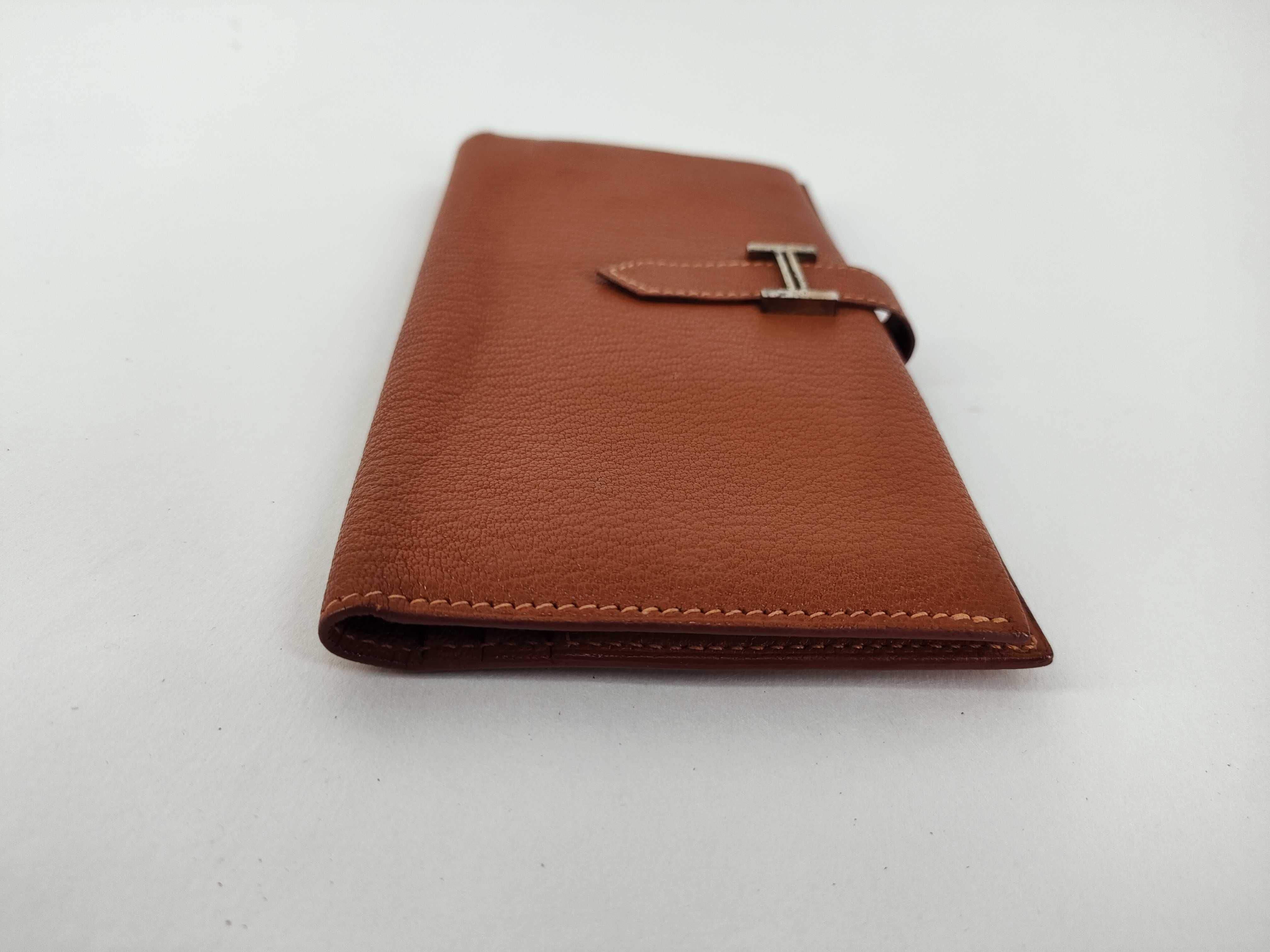 Bearn Soufflé Chevre Leather Long Wallet, Brown, Silver Hardware — view 6