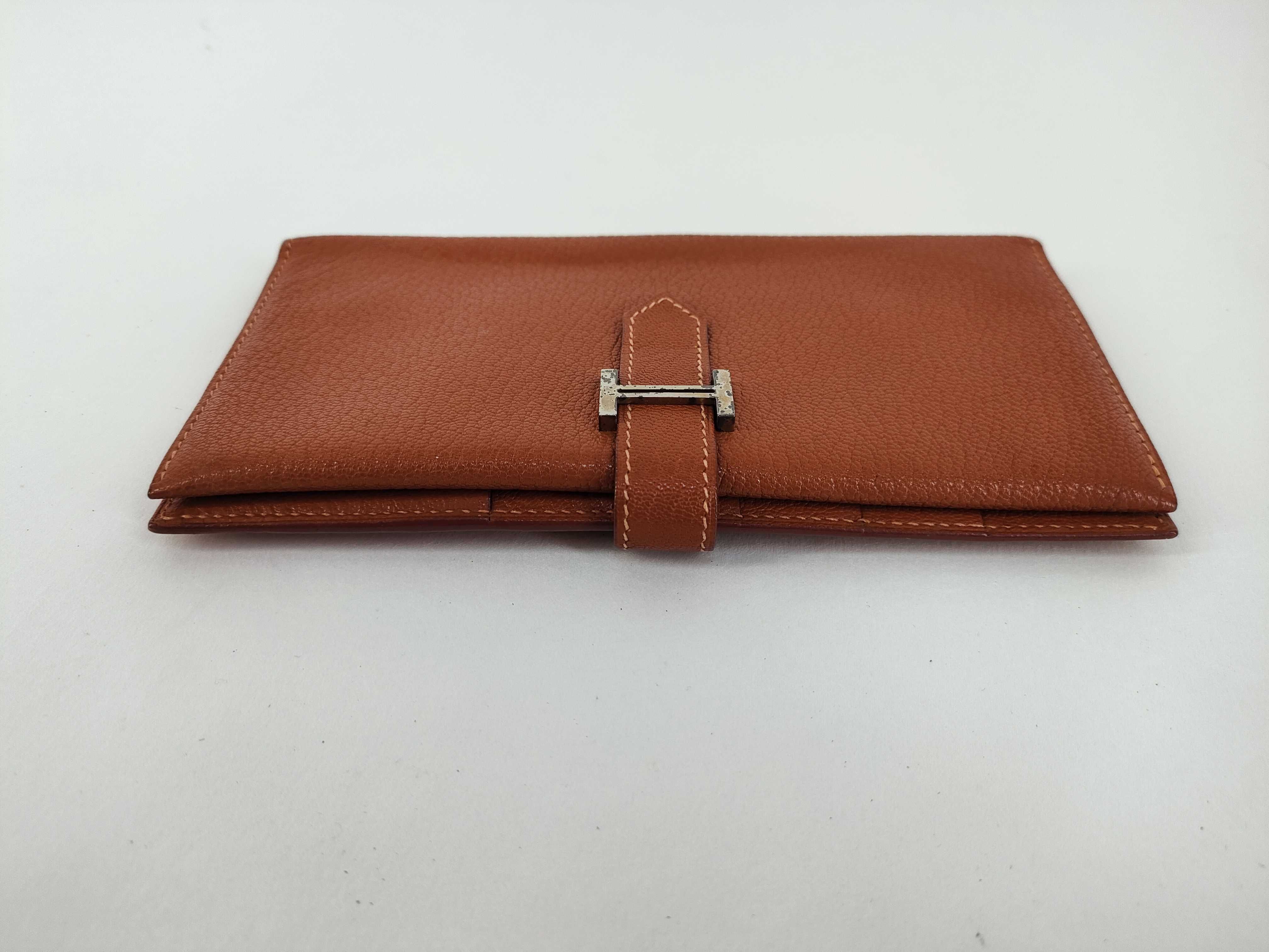 Bearn Soufflé Chevre Leather Long Wallet, Brown, Silver Hardware — view 7