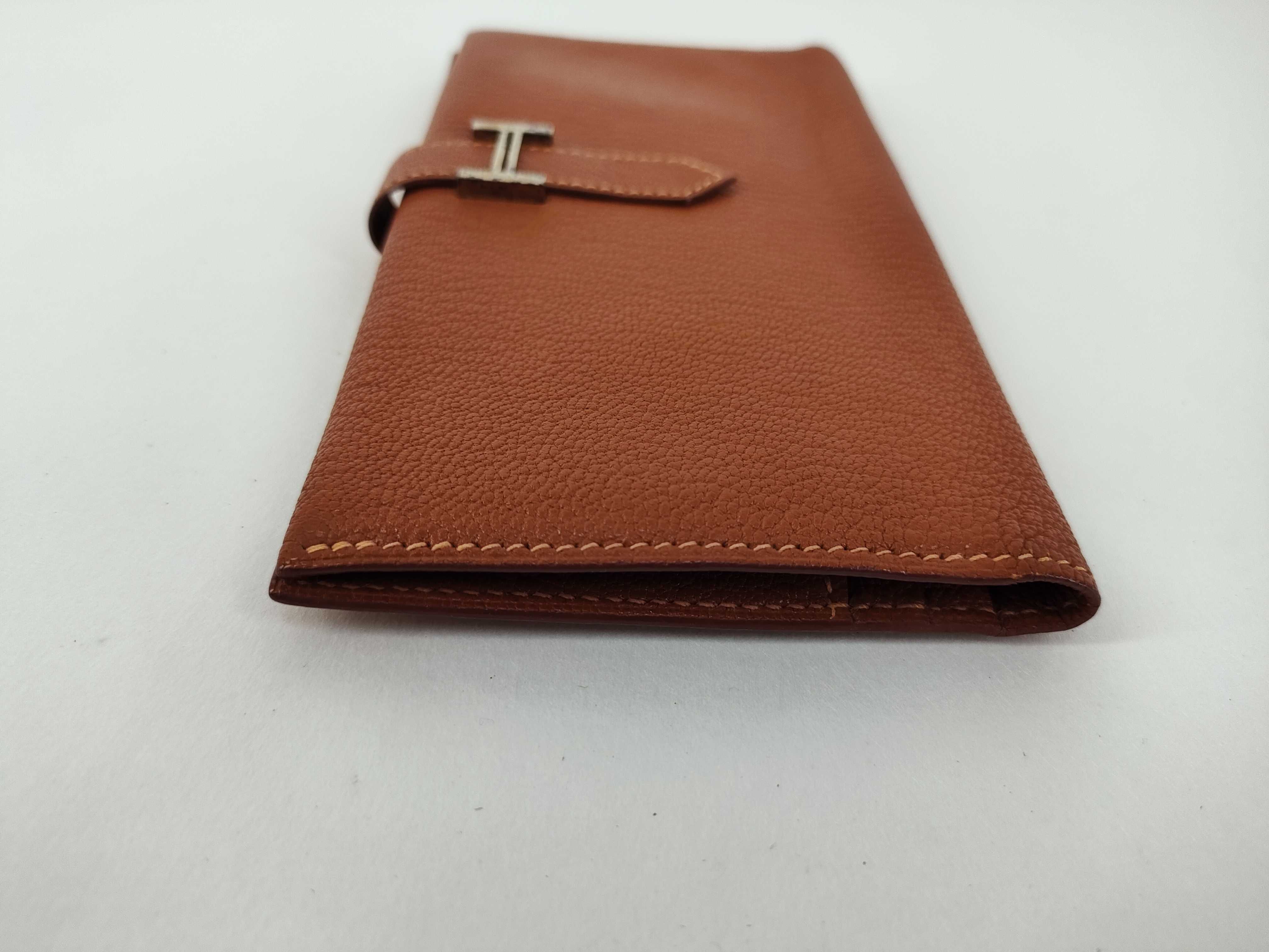 Bearn Soufflé Chevre Leather Long Wallet, Brown, Silver Hardware — view 8