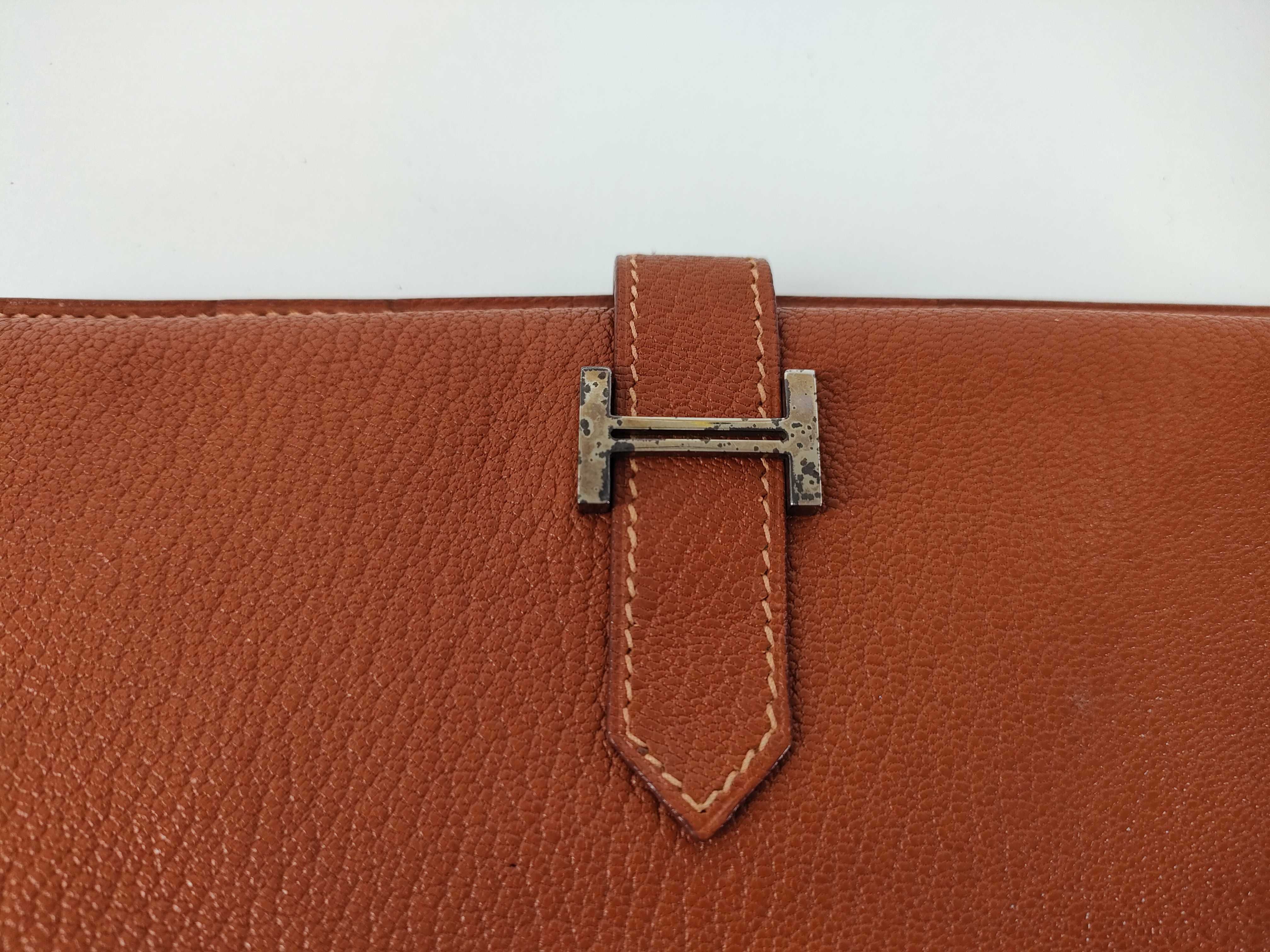 Bearn Soufflé Chevre Leather Long Wallet, Brown, Silver Hardware — view 9