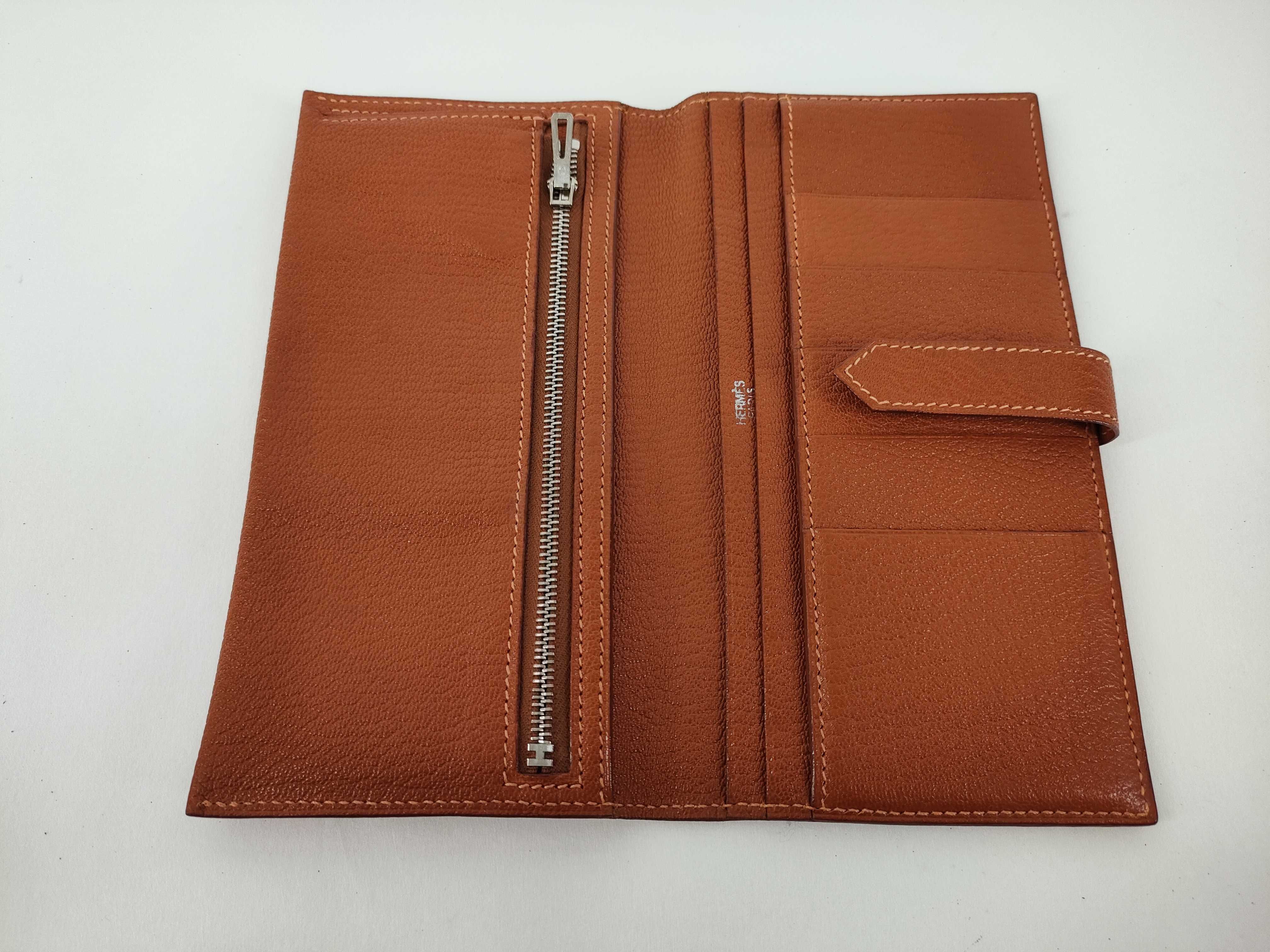 Bearn Soufflé Chevre Leather Long Wallet, Brown, Silver Hardware — view 10