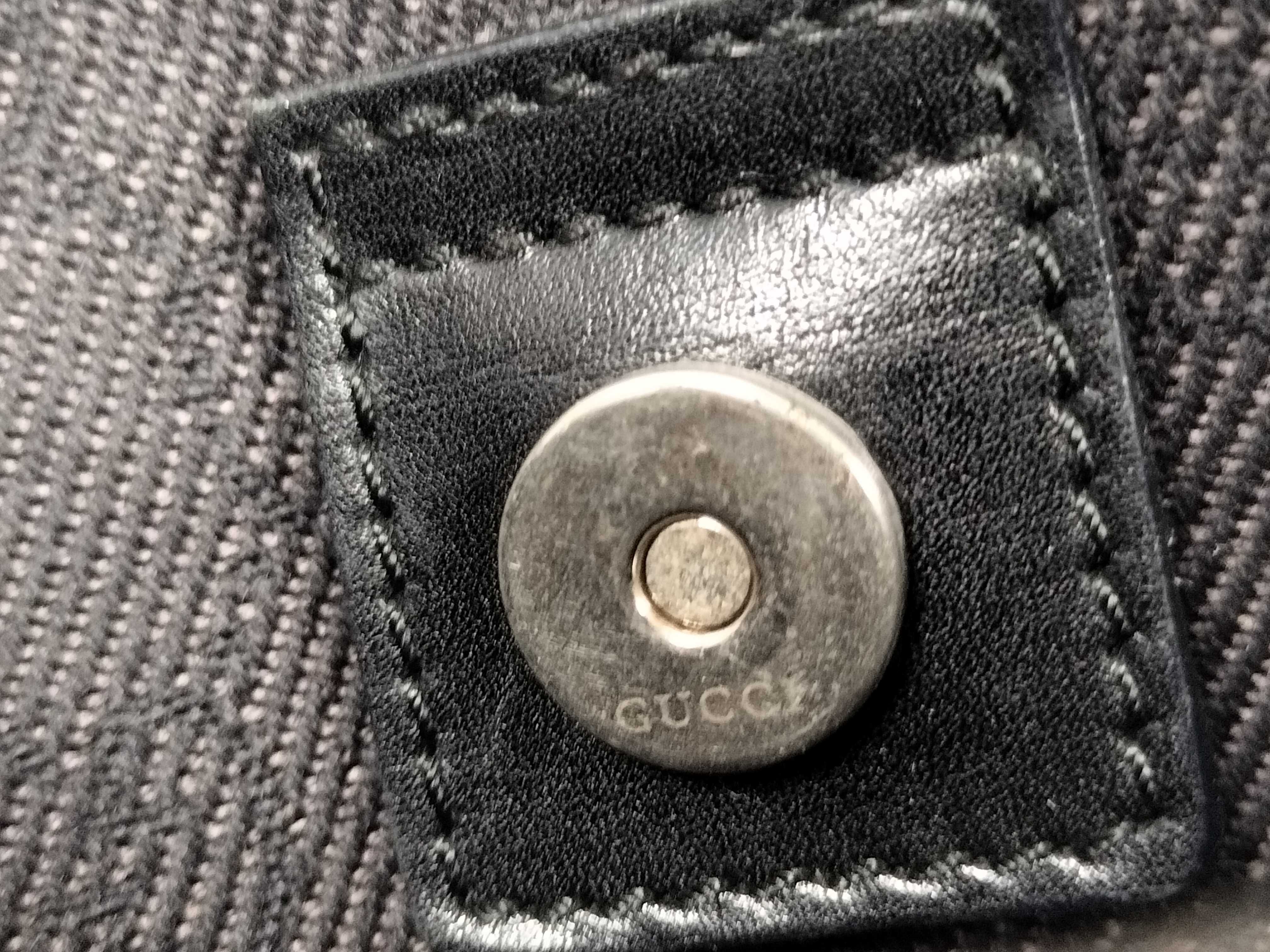 GG Canvas Tote Bag, Gucci Tote Bag with Pouch, GG Canvas, Denim Leather, Black Tote Bag — view 11