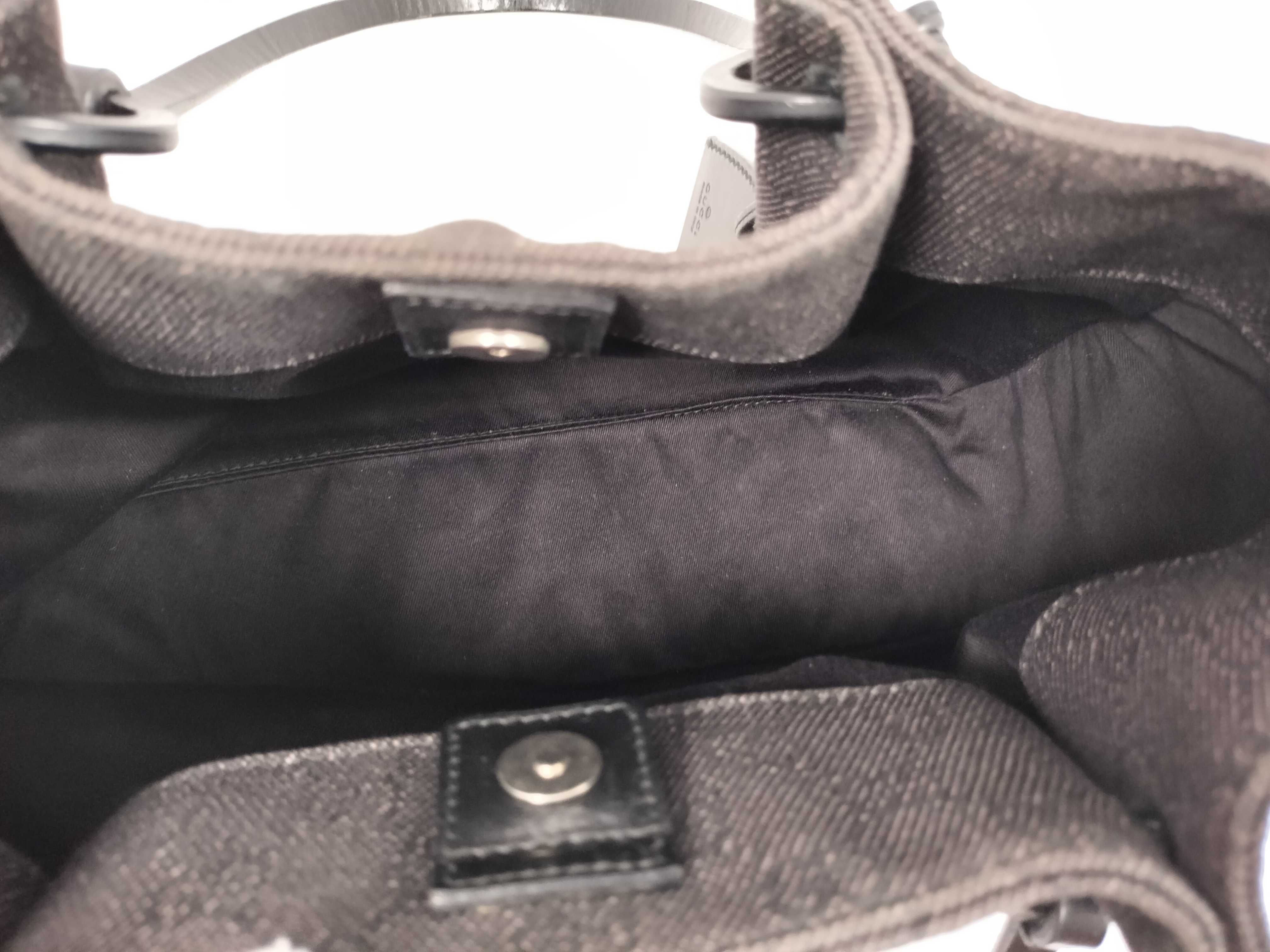 GG Canvas Tote Bag, Gucci Tote Bag with Pouch, GG Canvas, Denim Leather, Black Tote Bag — view 9