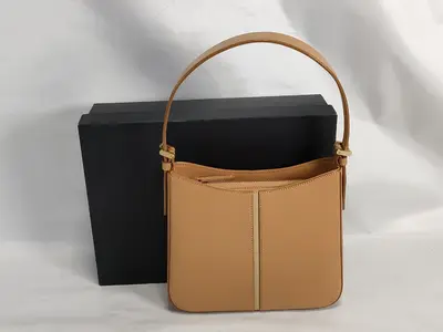 One-Shoulder Leather Beige Shoulder Bag