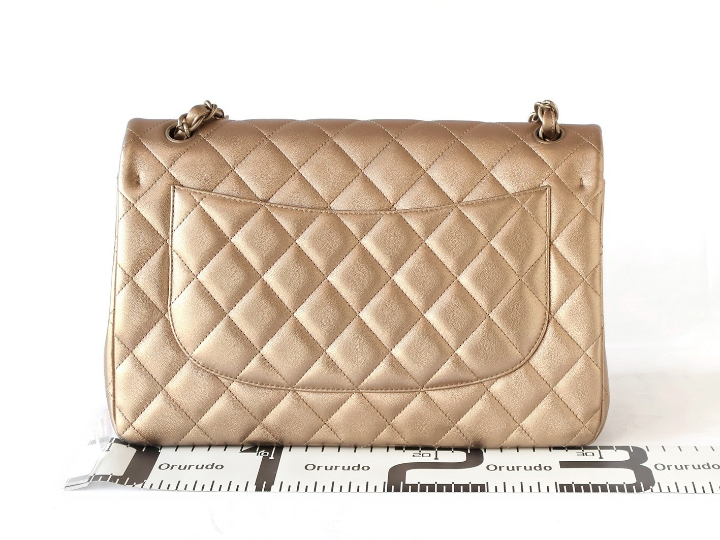 Large Matelassé 30 Lambskin Double Flap Double Chain Shoulder Bag with Pearl — view 2