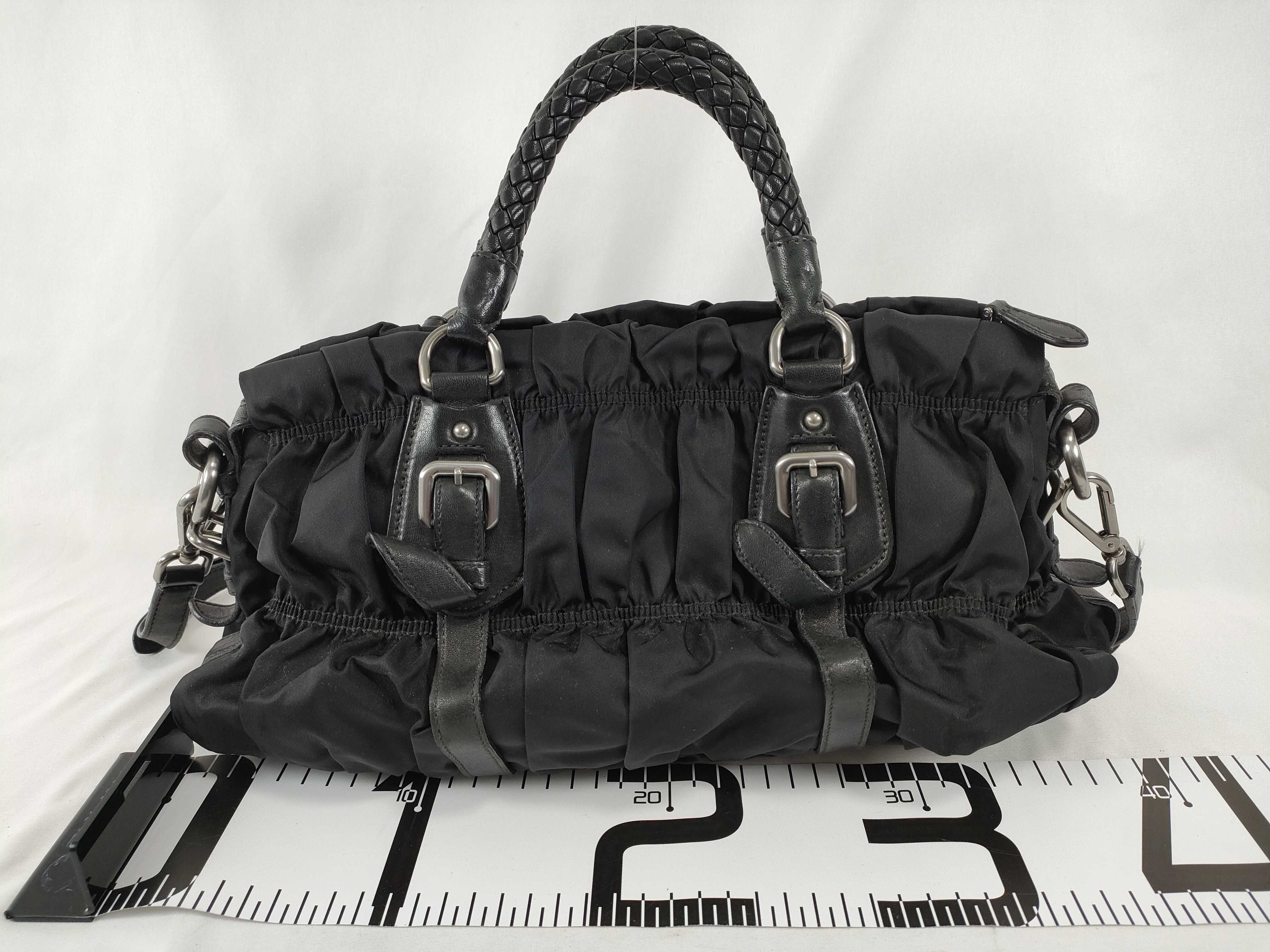 Handbag Shoulder Bag 2-way Nylon Leather Black Handbag — view 2