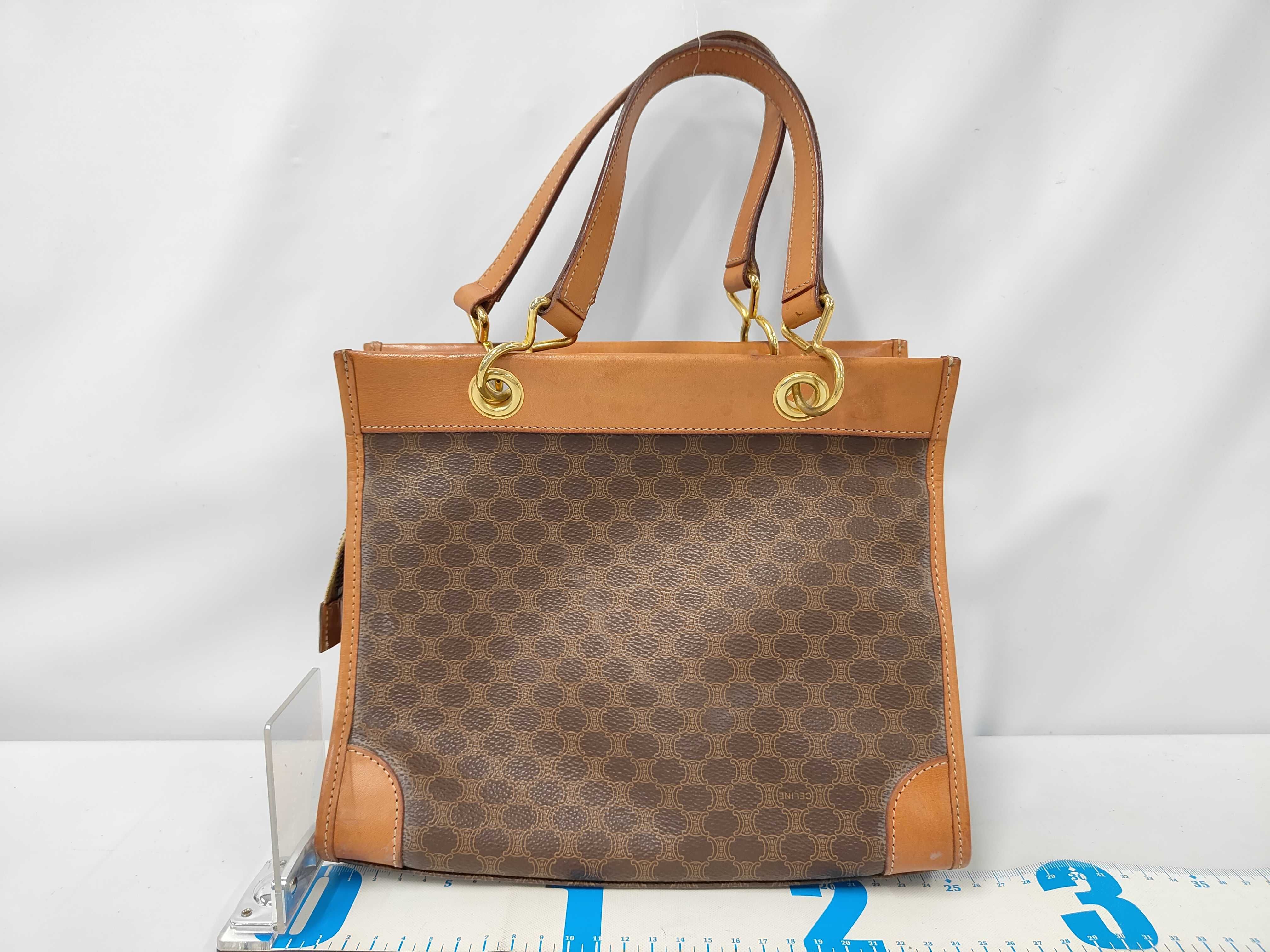 Brown Macadam Pattern Vintage Tote Bag — view 2