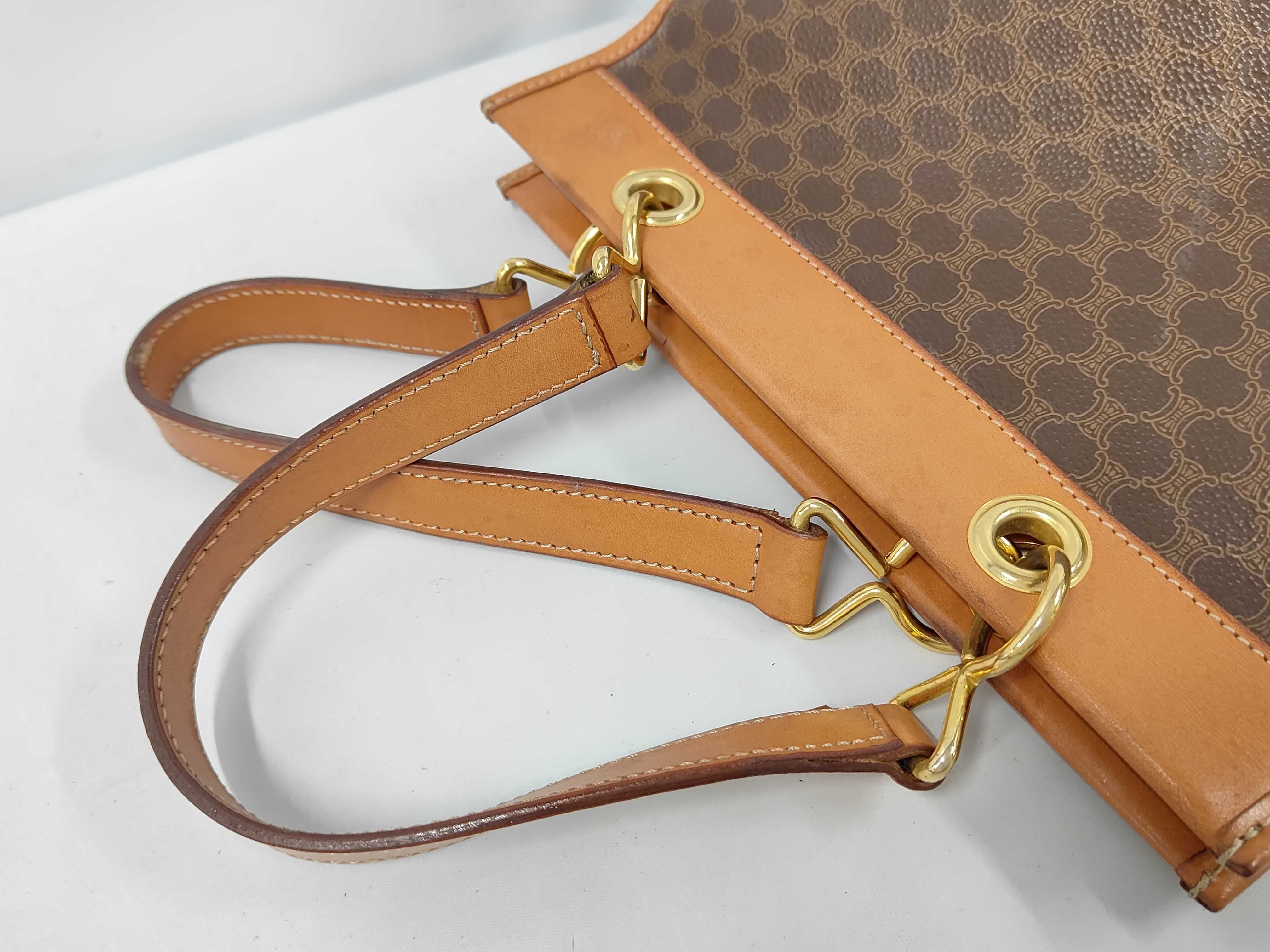 Brown Macadam Pattern Vintage Tote Bag — view 5
