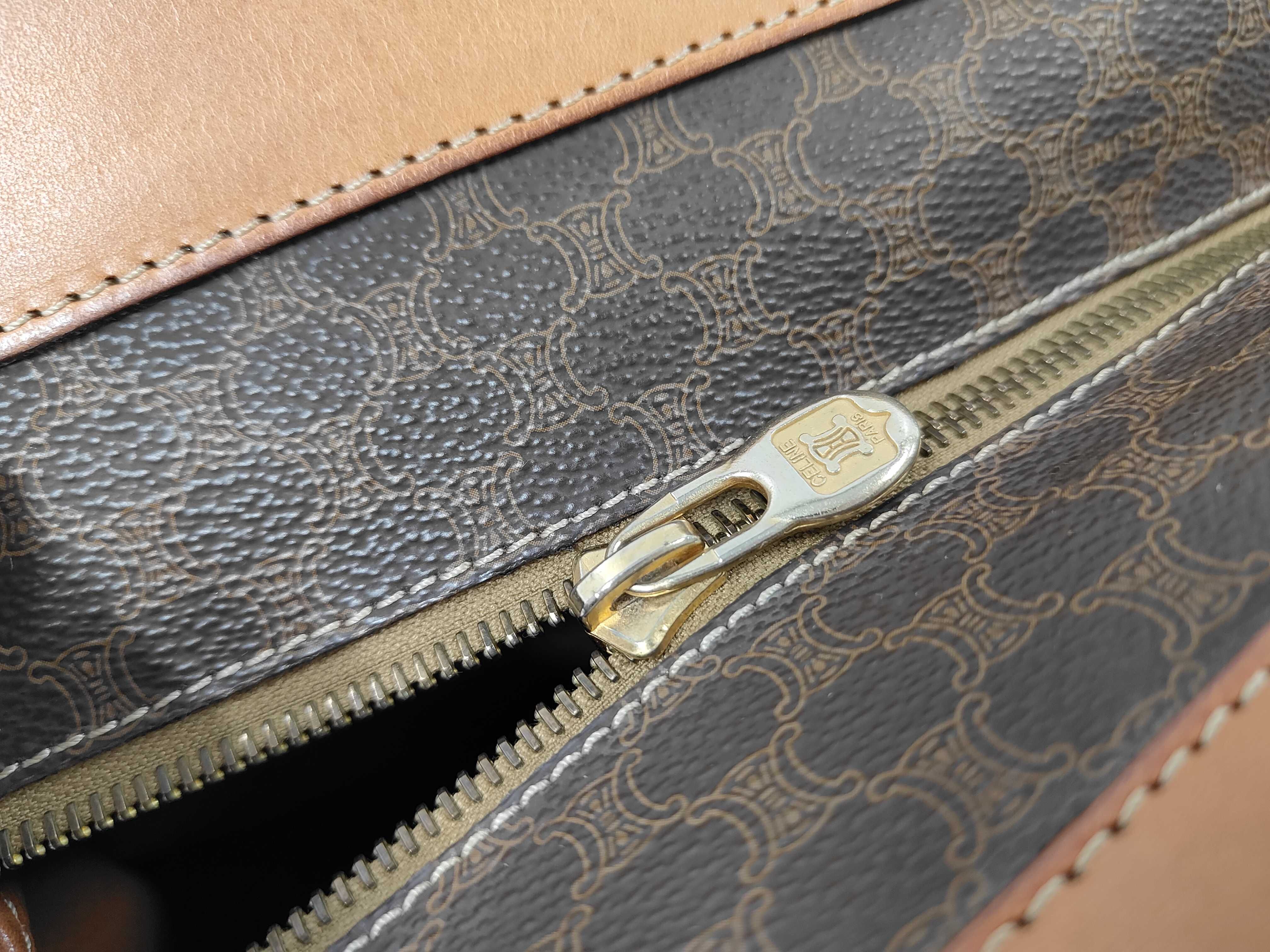 Brown Macadam Pattern Vintage Tote Bag — view 8