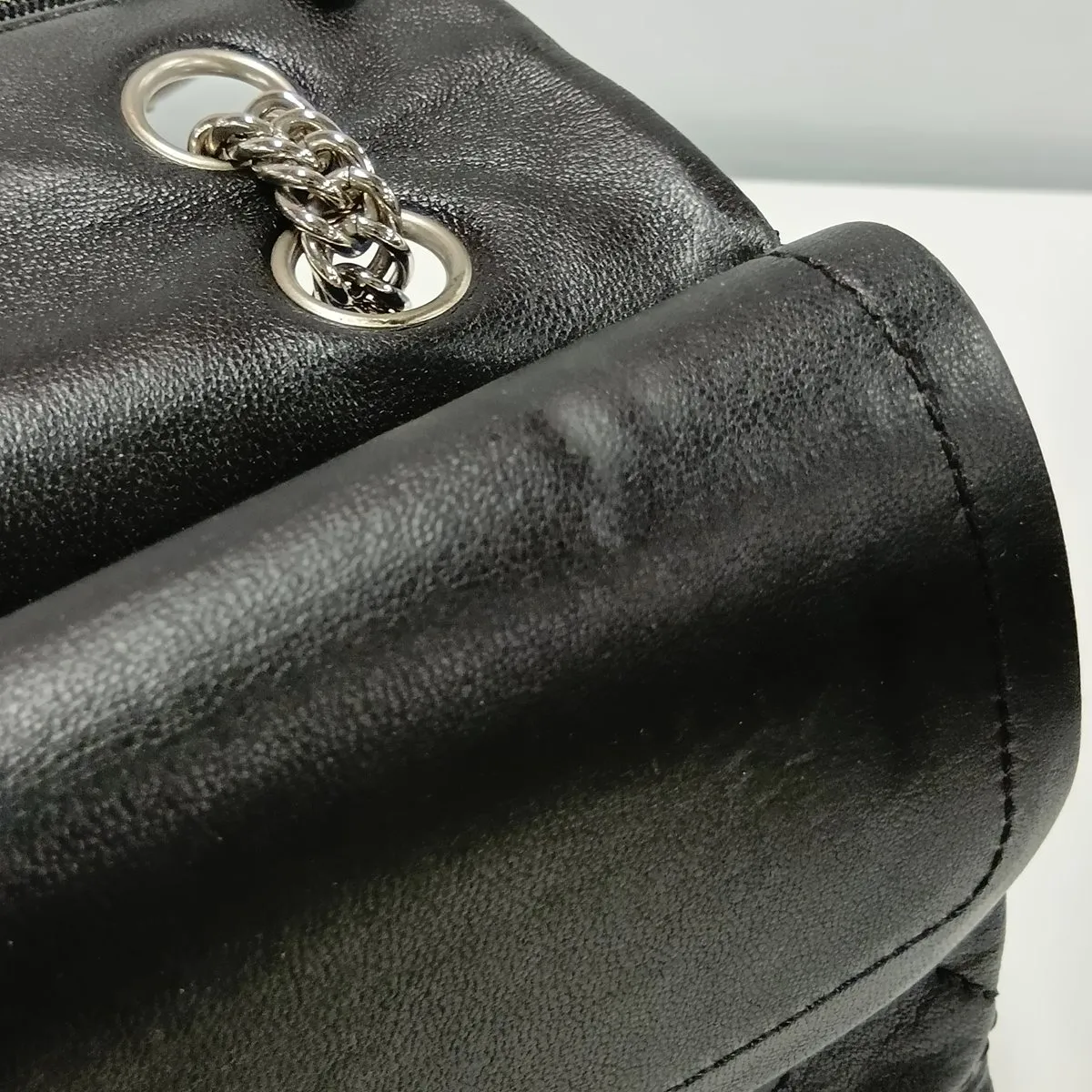 Matelassé 25 Leather Double Flap Double Chain Bag, Black with Silver Hardware, 12004088, Serial Number , A01112 — view 12