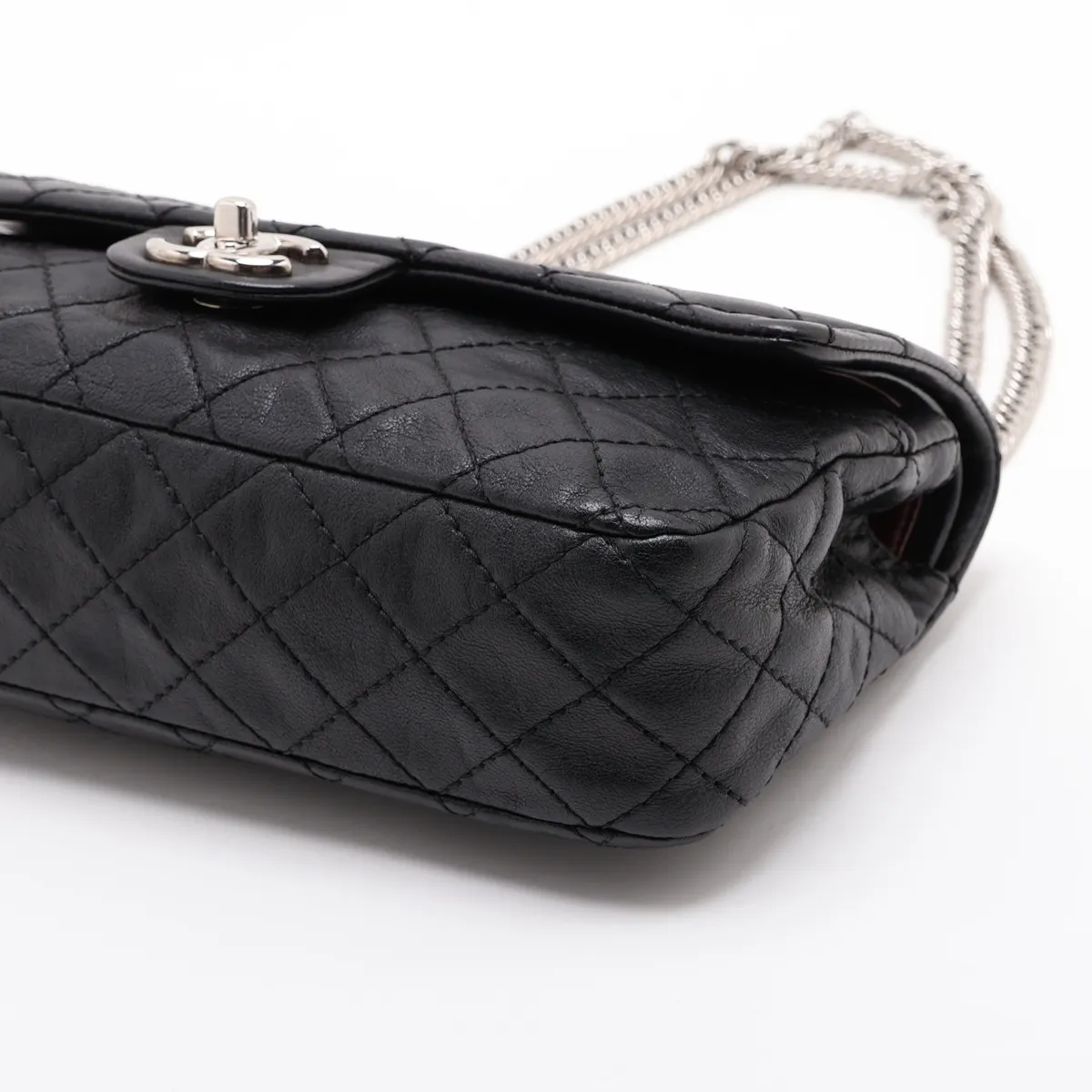 Matelassé 25 Leather Double Flap Double Chain Bag, Black with Silver Hardware, 12004088, Serial Number , A01112 — view 3