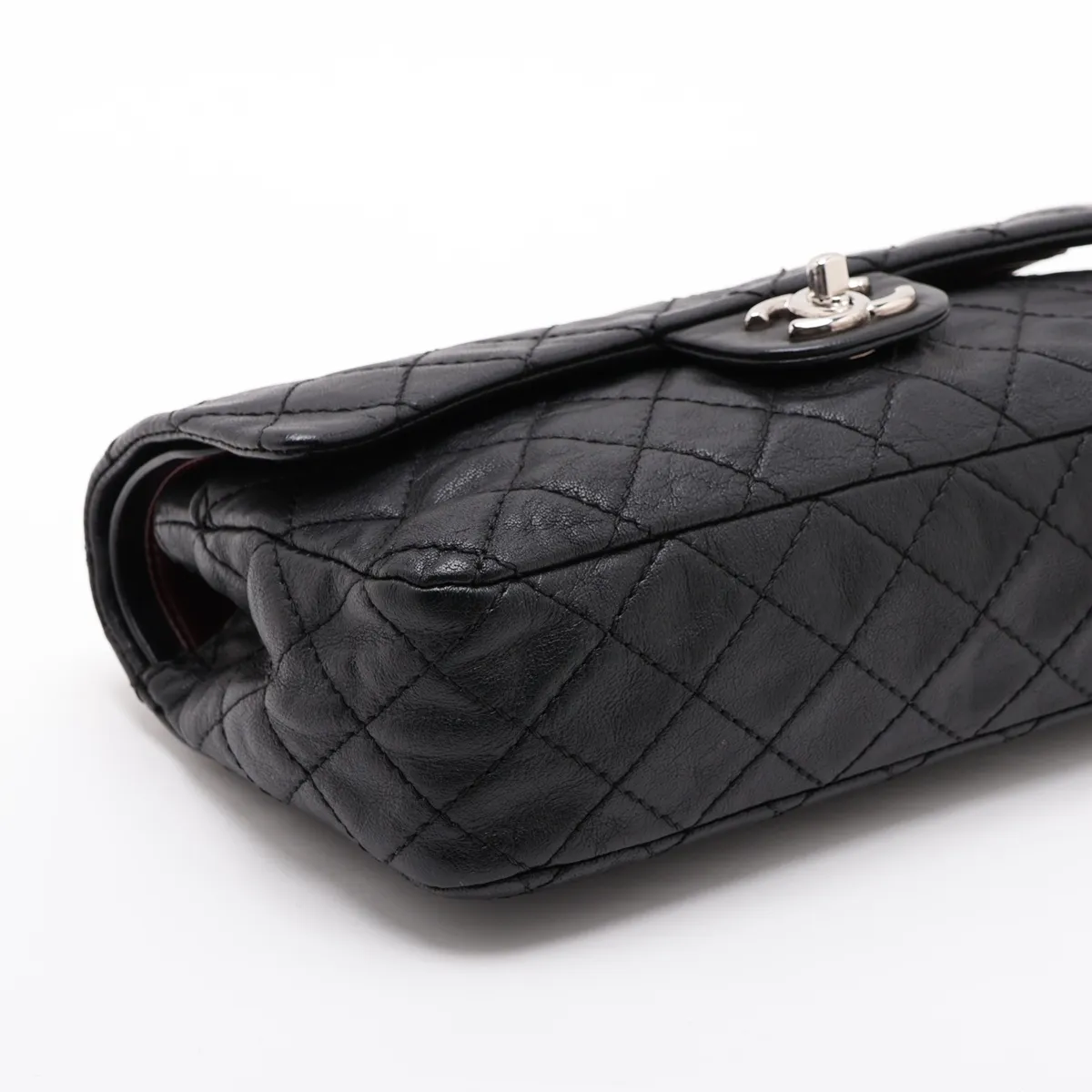 Matelassé 25 Leather Double Flap Double Chain Bag, Black with Silver Hardware, 12004088, Serial Number , A01112 — view 4