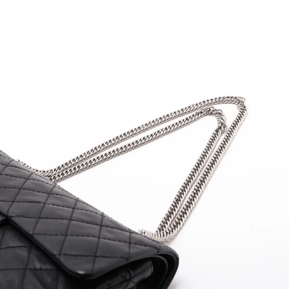 Matelassé 25 Leather Double Flap Double Chain Bag, Black with Silver Hardware, 12004088, Serial Number , A01112 — view 5