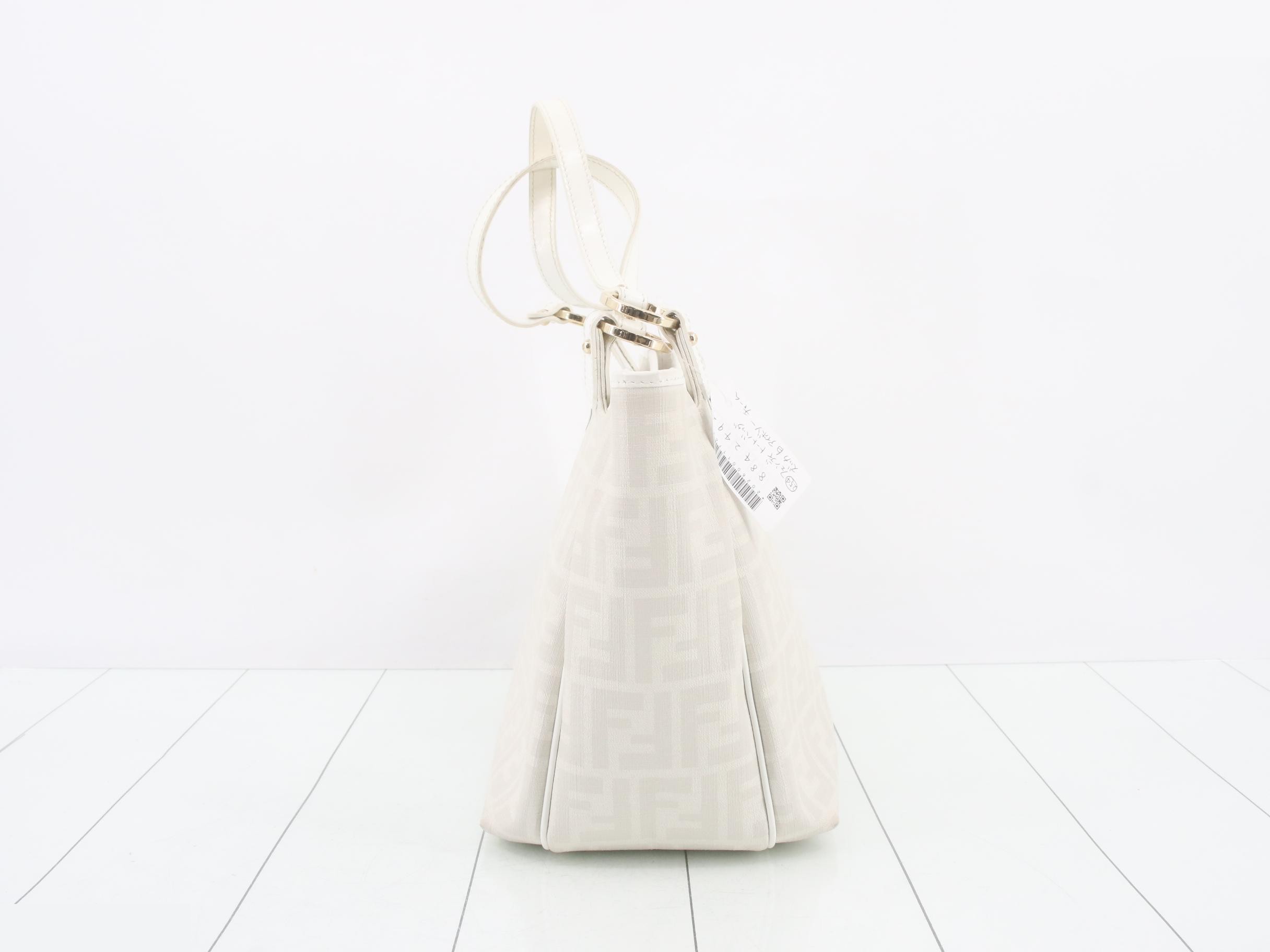 tote bag, Zucca pattern, white/ivory, with charm. — view 4