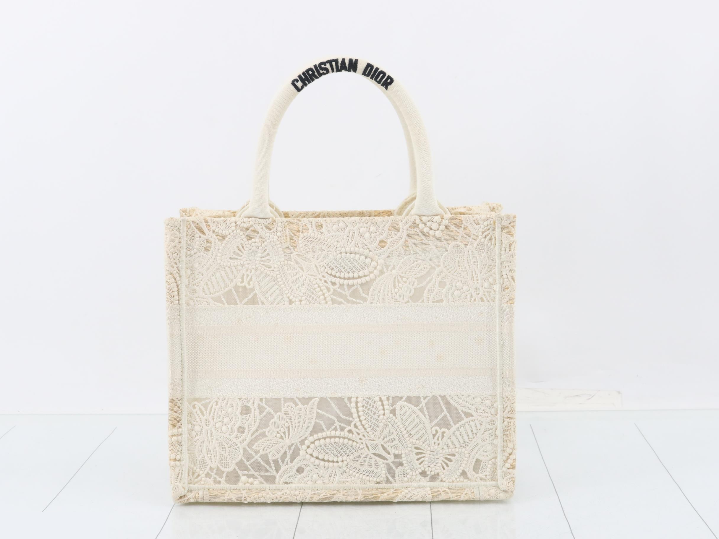 Book Tote Small, Butterfly Embroidery, Lace Tote Bag — view 2
