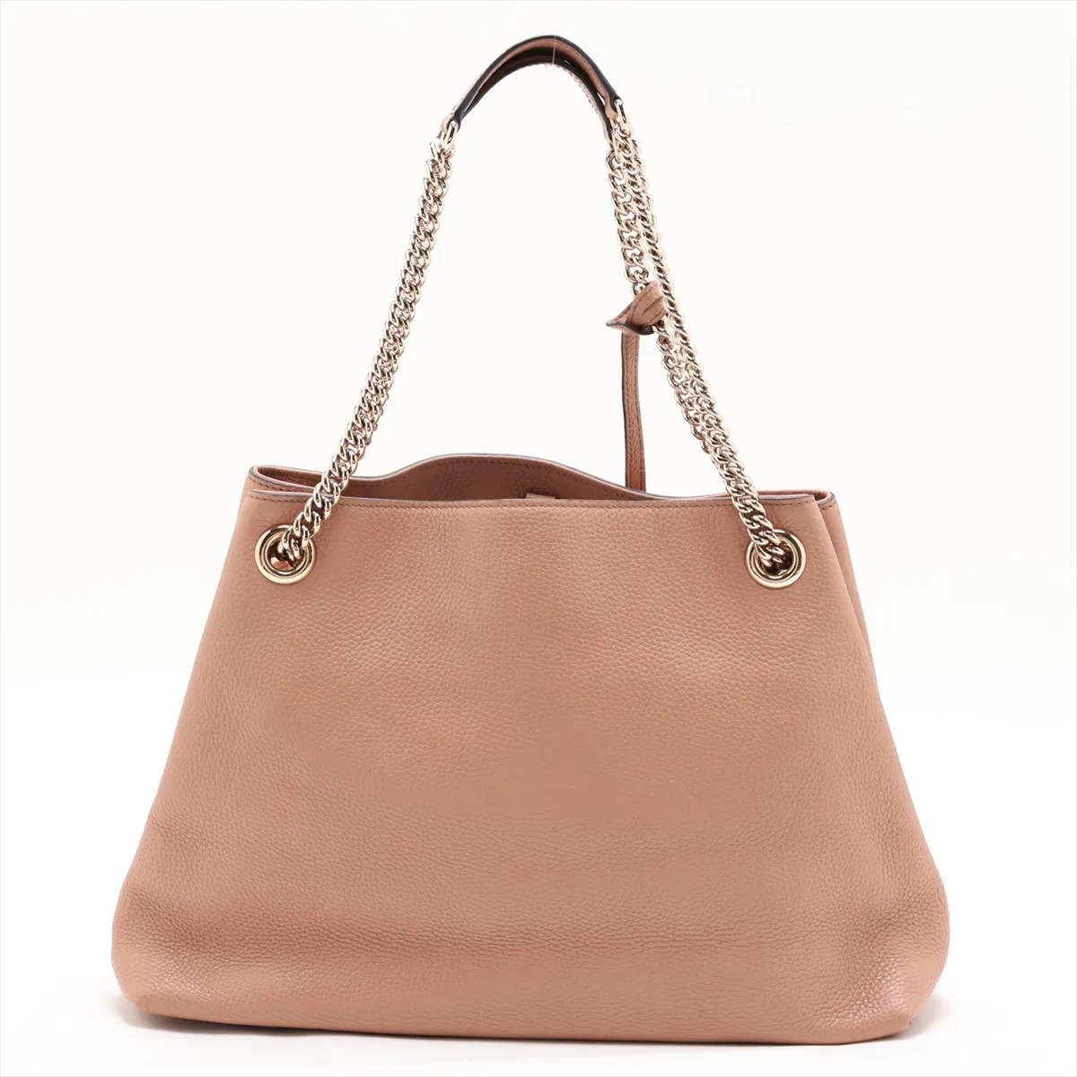 Soho Leather Chain Tote Bag, Beige, 536196 — view 2