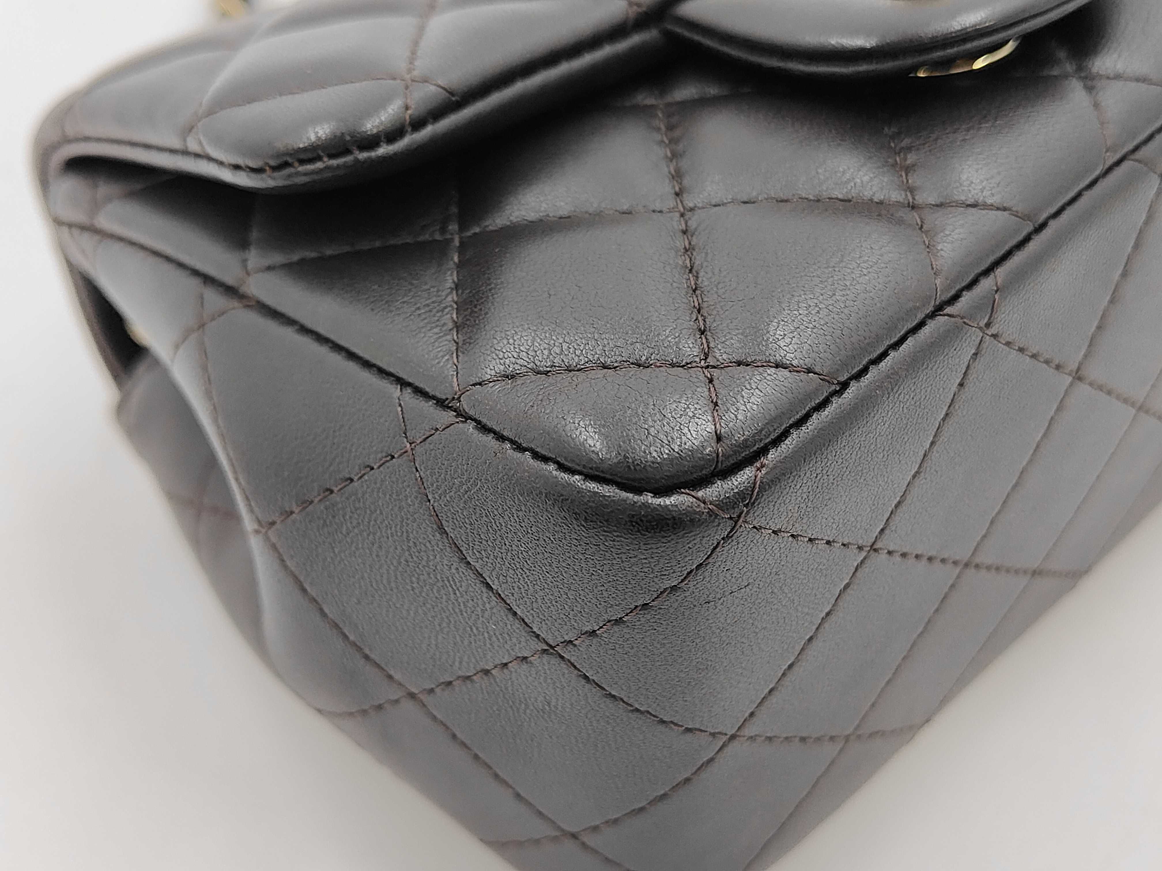 Lambskin Dark Brown Mini Matelassé RFID Shoulder Bag — view 7