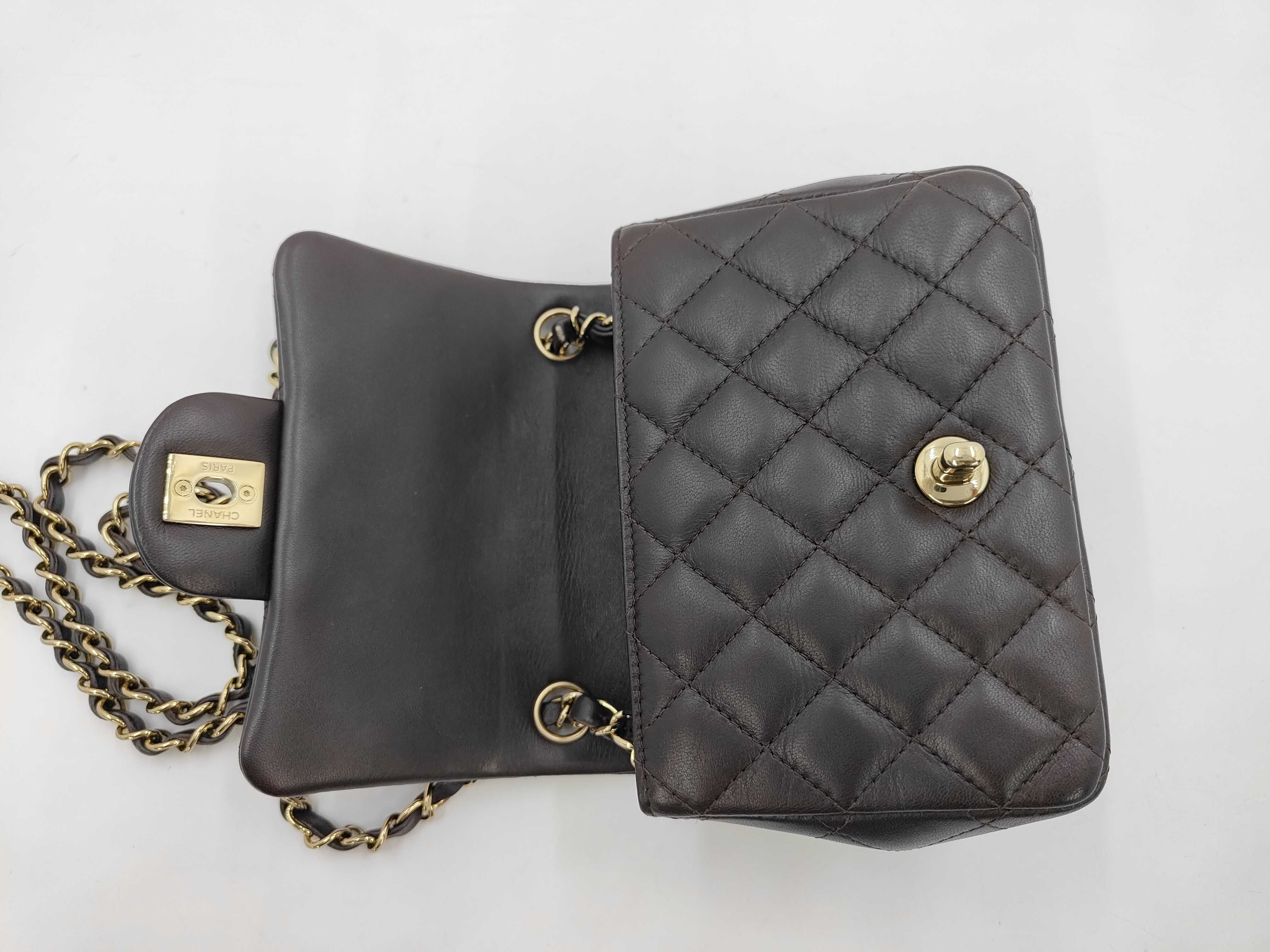 Lambskin Dark Brown Mini Matelassé RFID Shoulder Bag — view 8