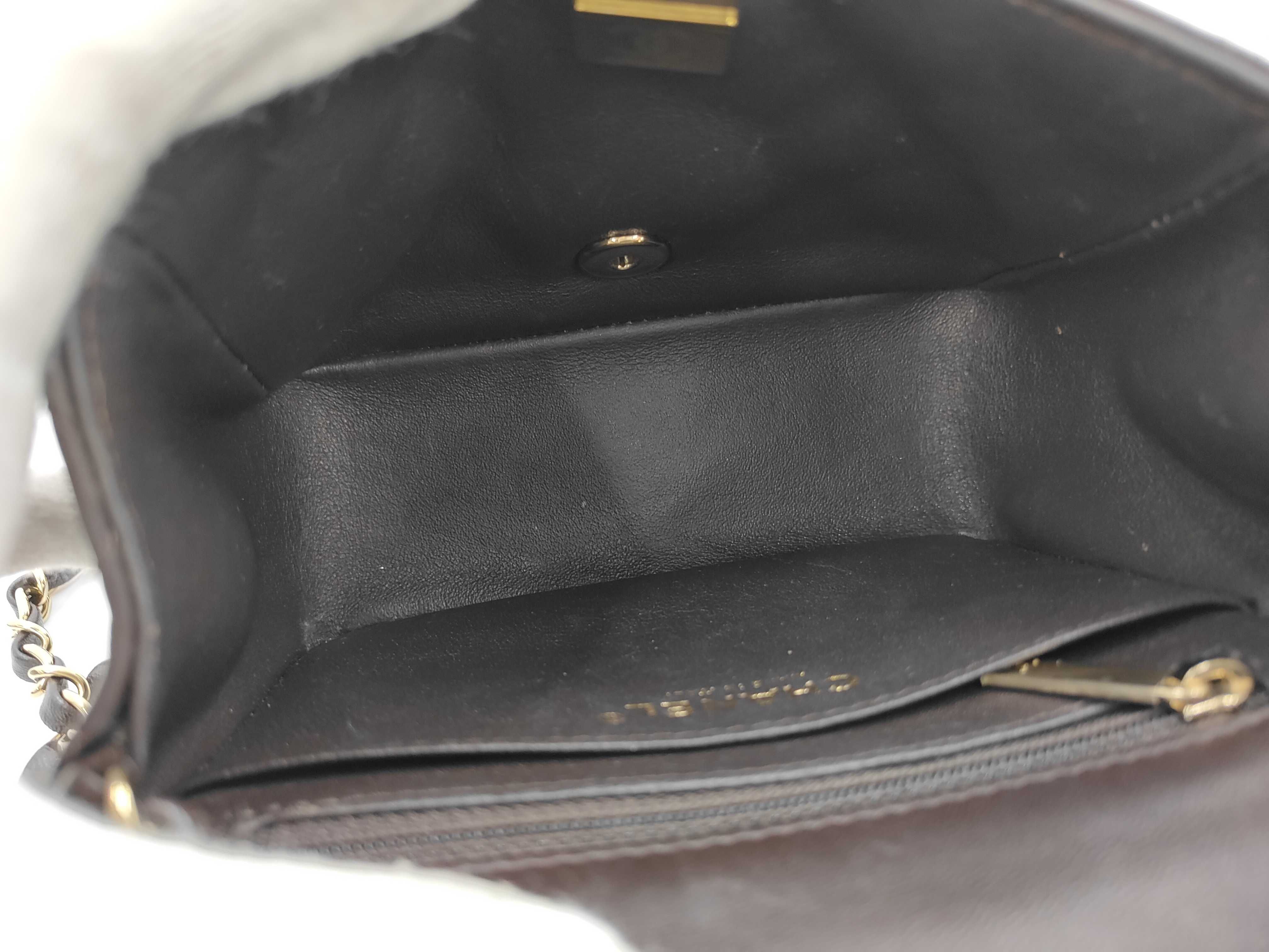 Lambskin Dark Brown Mini Matelassé RFID Shoulder Bag — view 10
