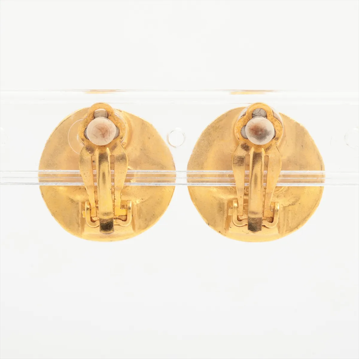 Coco Mark 96P Earrings (Pair) GP Gold. Shows signs of wear including dents, — view 2
