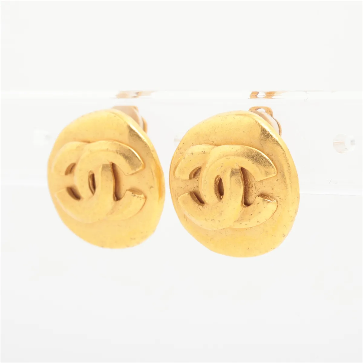 Coco Mark 96P Earrings (Pair) GP Gold. Shows signs of wear including dents, — view 3