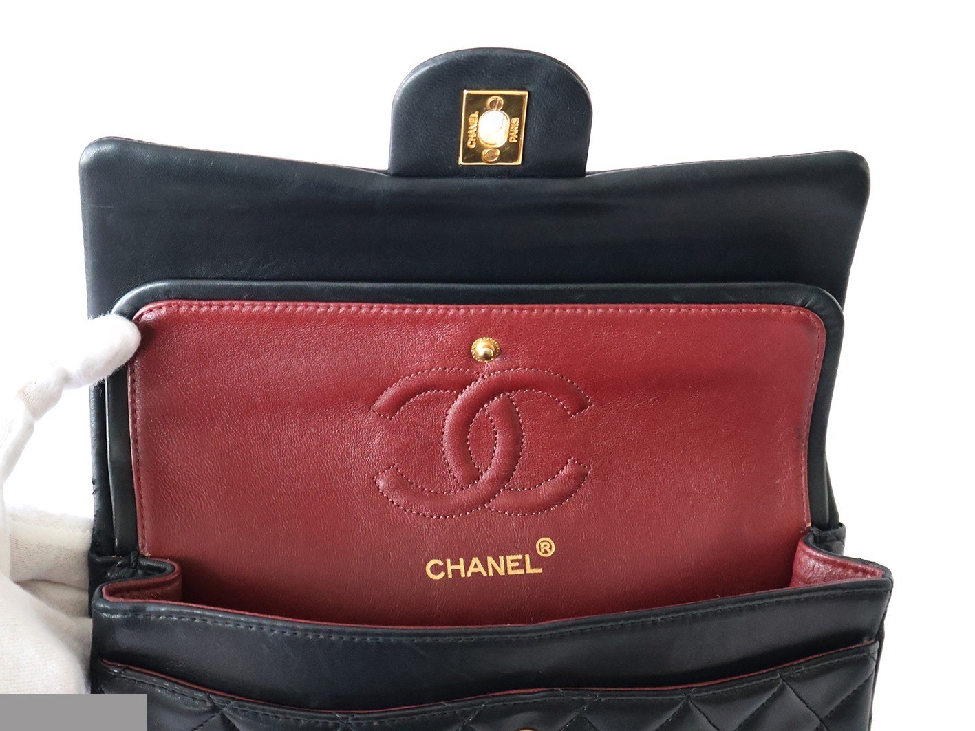 Matelassé 23 Lambskin Double Flap Double Chain Shoulder Bag, Black — view 11