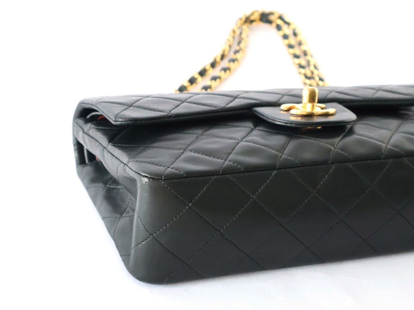 Matelassé 23 Lambskin Double Flap Double Chain Shoulder Bag, Black — view 3