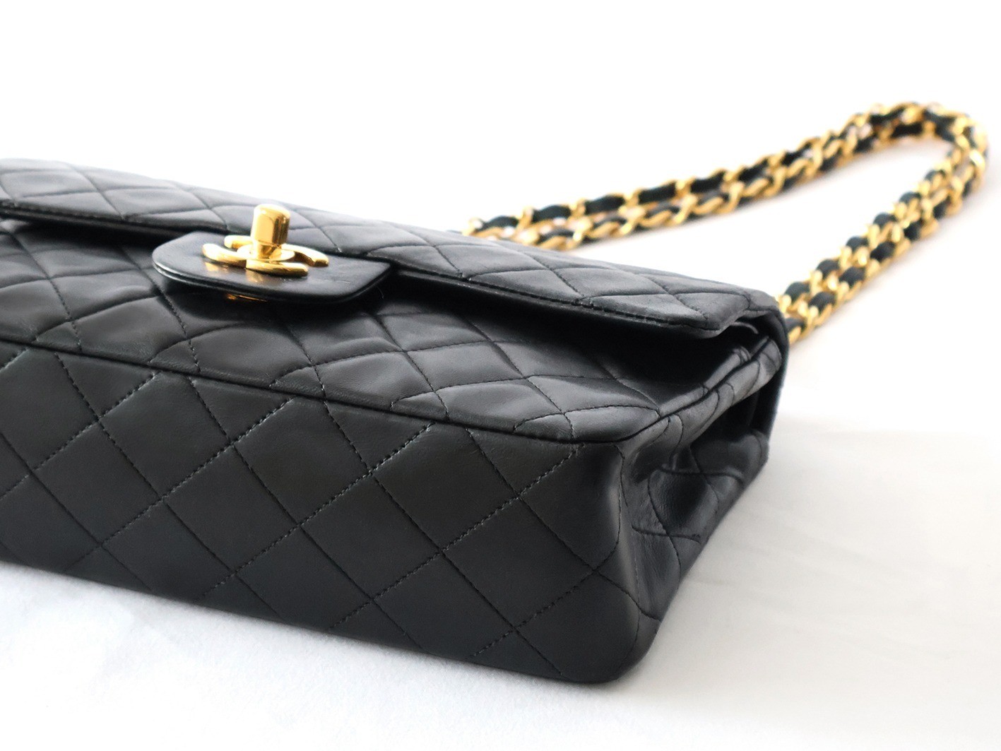 Matelassé 23 Lambskin Double Flap Double Chain Shoulder Bag, Black — view 4