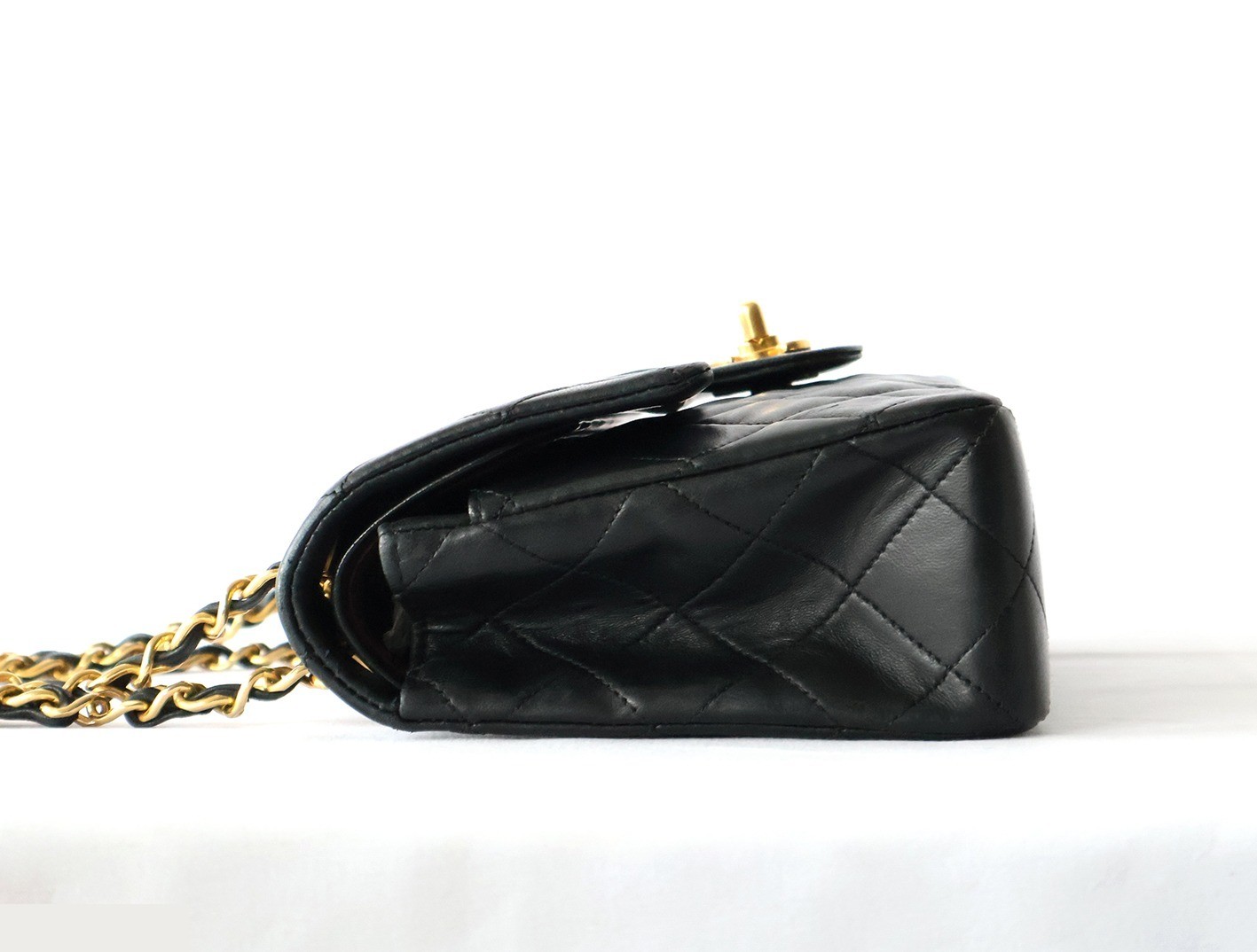 Matelassé 23 Lambskin Double Flap Double Chain Shoulder Bag, Black — view 6