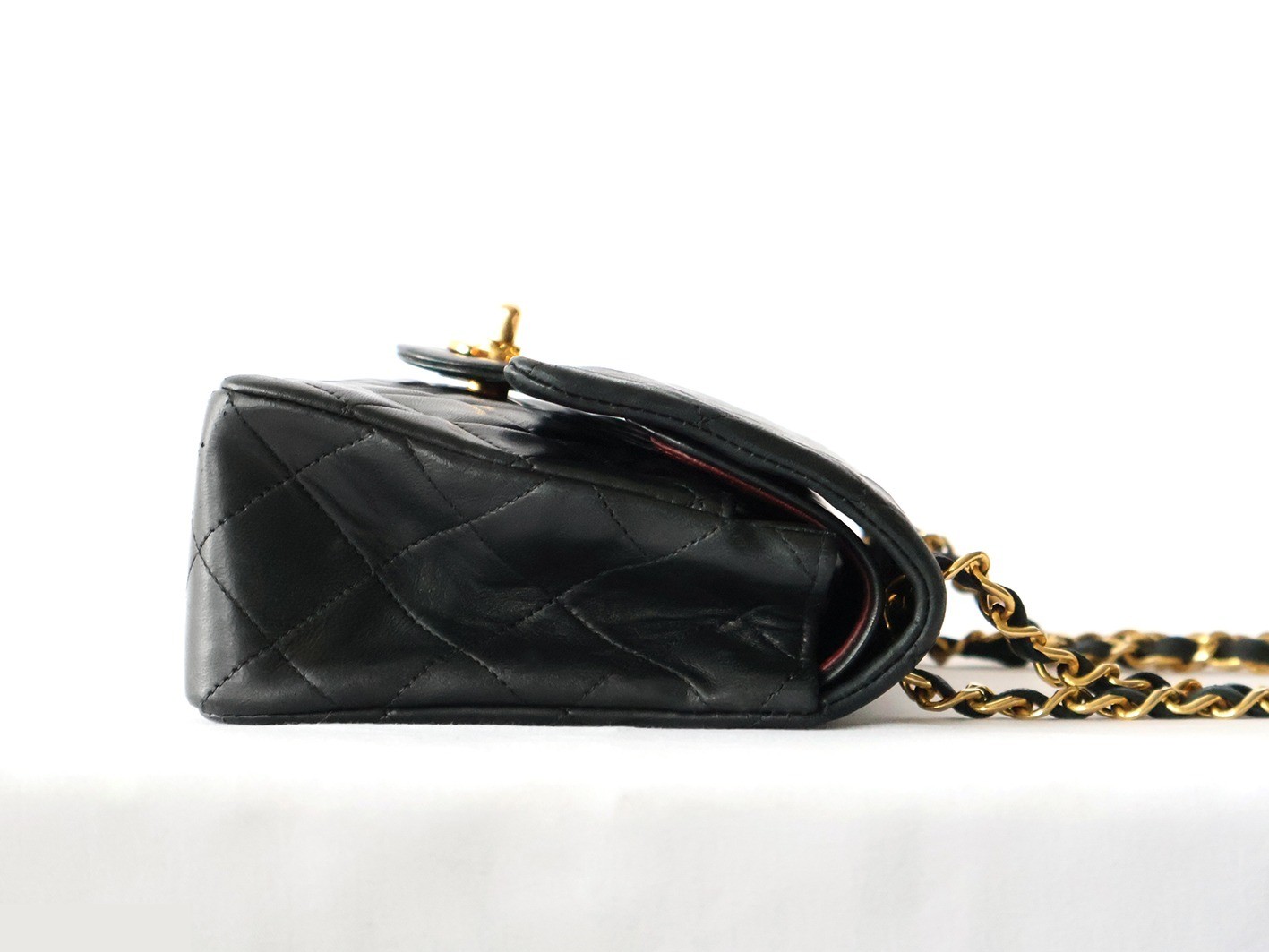 Matelassé 23 Lambskin Double Flap Double Chain Shoulder Bag, Black — view 7
