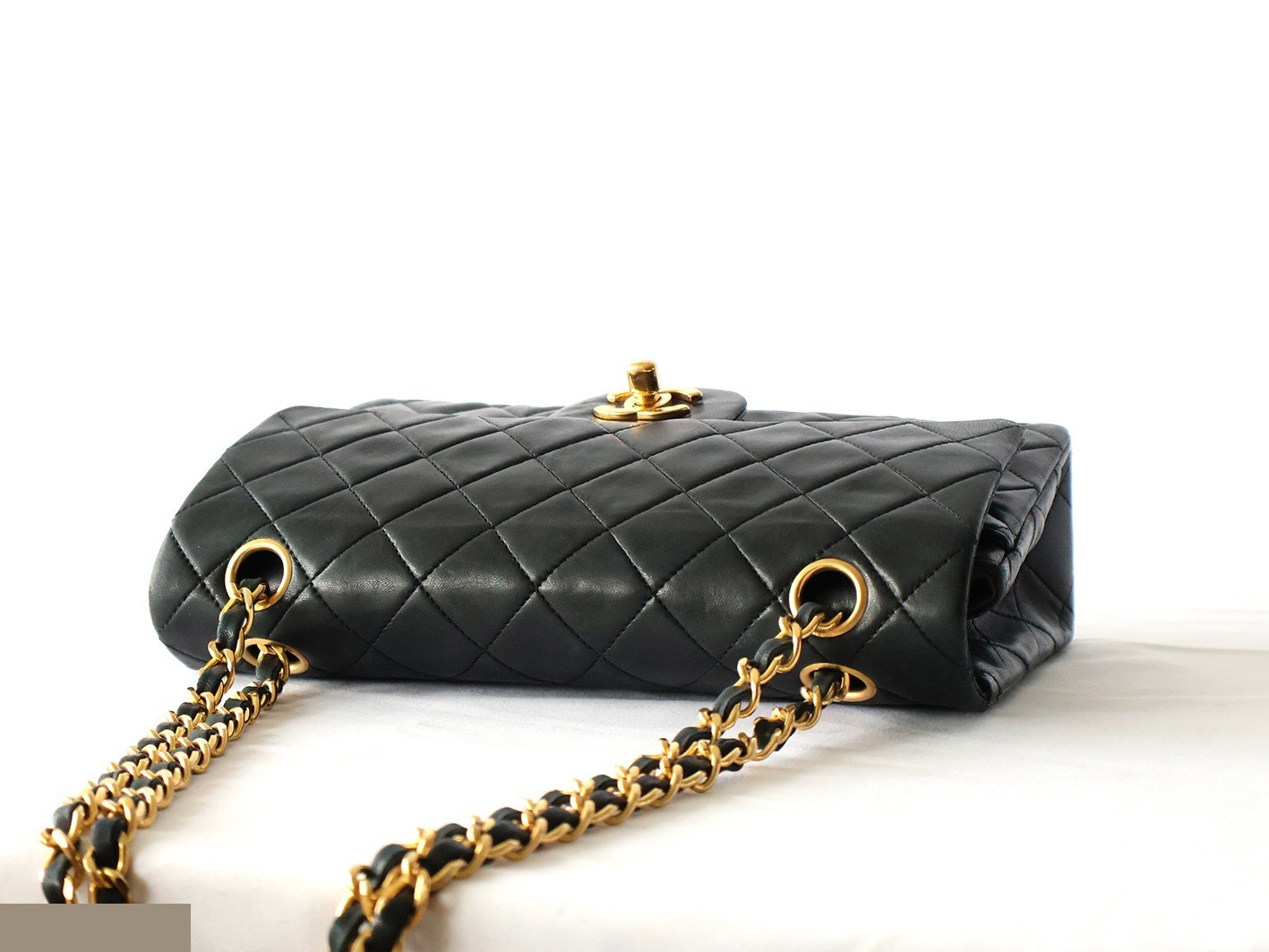 Matelassé 23 Lambskin Double Flap Double Chain Shoulder Bag, Black — view 8
