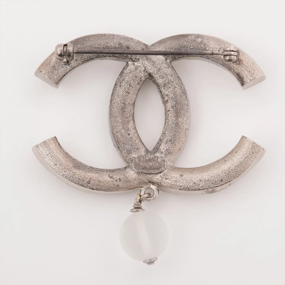 Coco Mark 12A Brooch, Metal x Rhinestone x Faux Pearl, Silver. — view 2