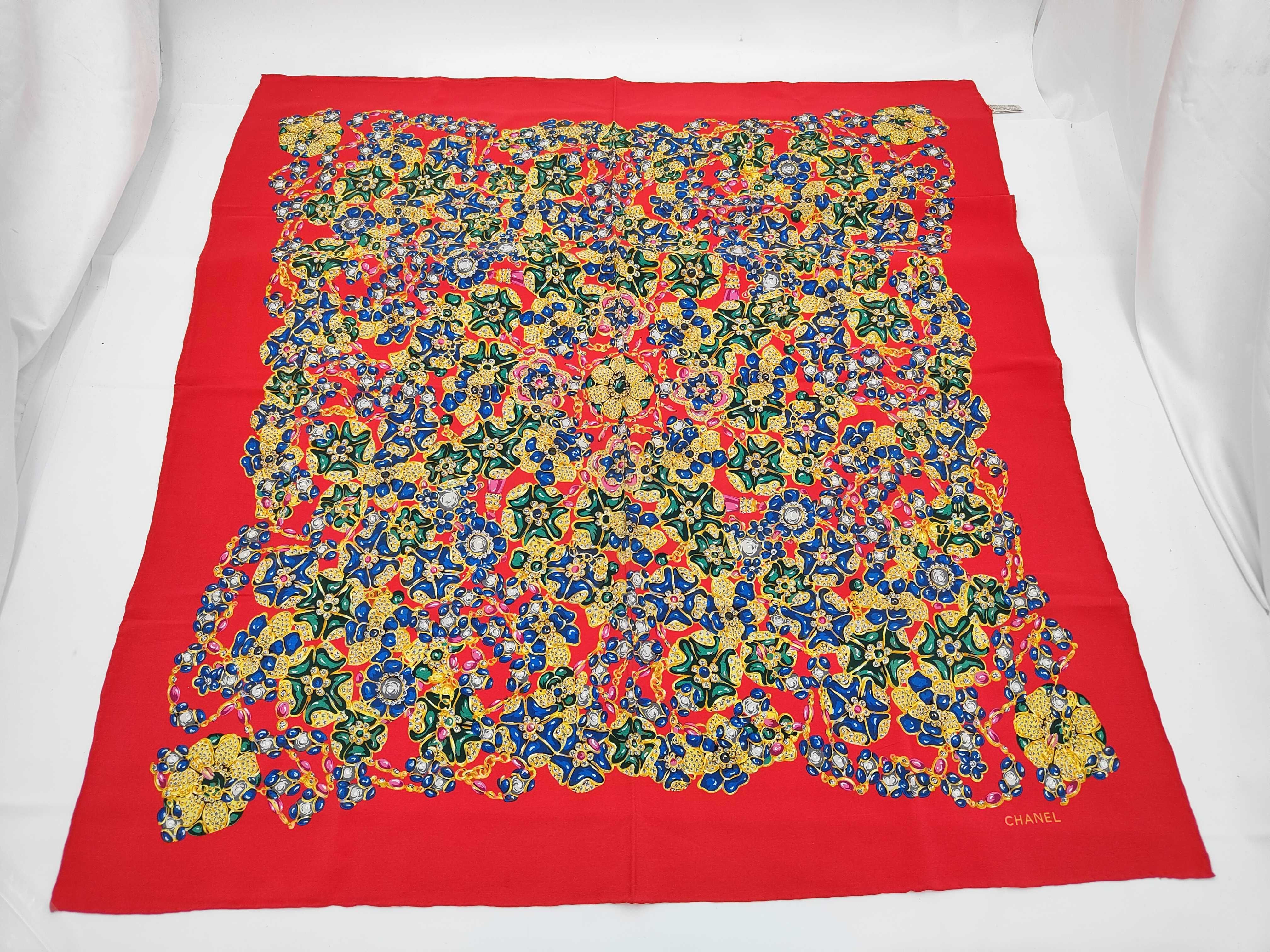 Large Silk Scarf with Floral Pattern (with Tag) - Other Accessories