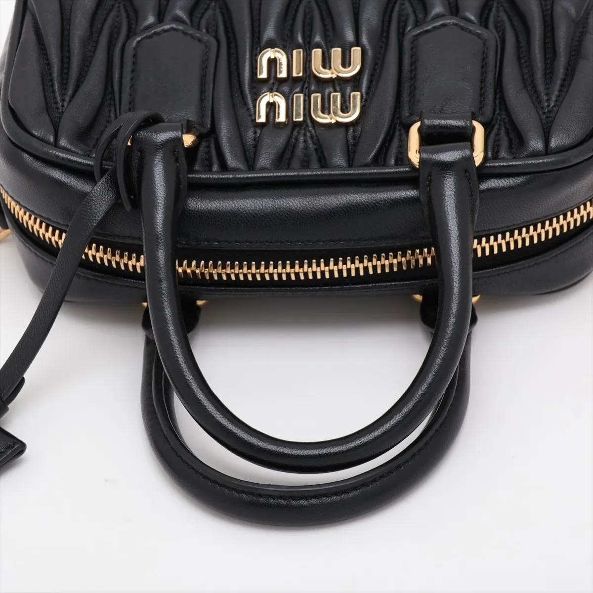 Matelassé Arcadi Leather 2-Way Handbag, Black — view 5