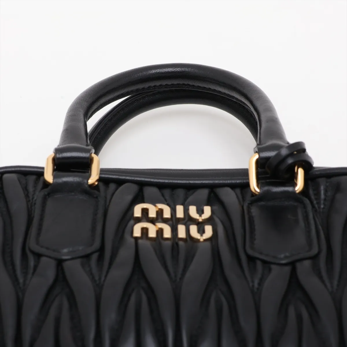 Matelassé Arcadi Leather 2-Way Handbag, Black — view 6