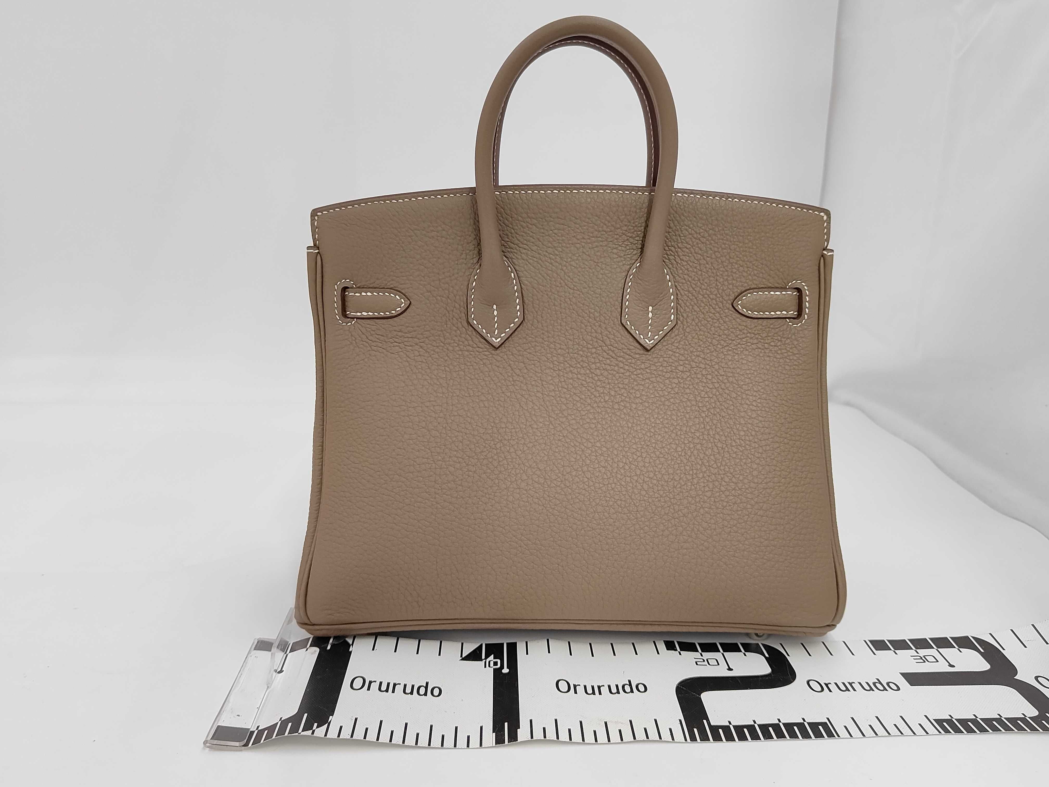Birkin 25 Togo Etoupe Silver K Stamp Handbag — view 2