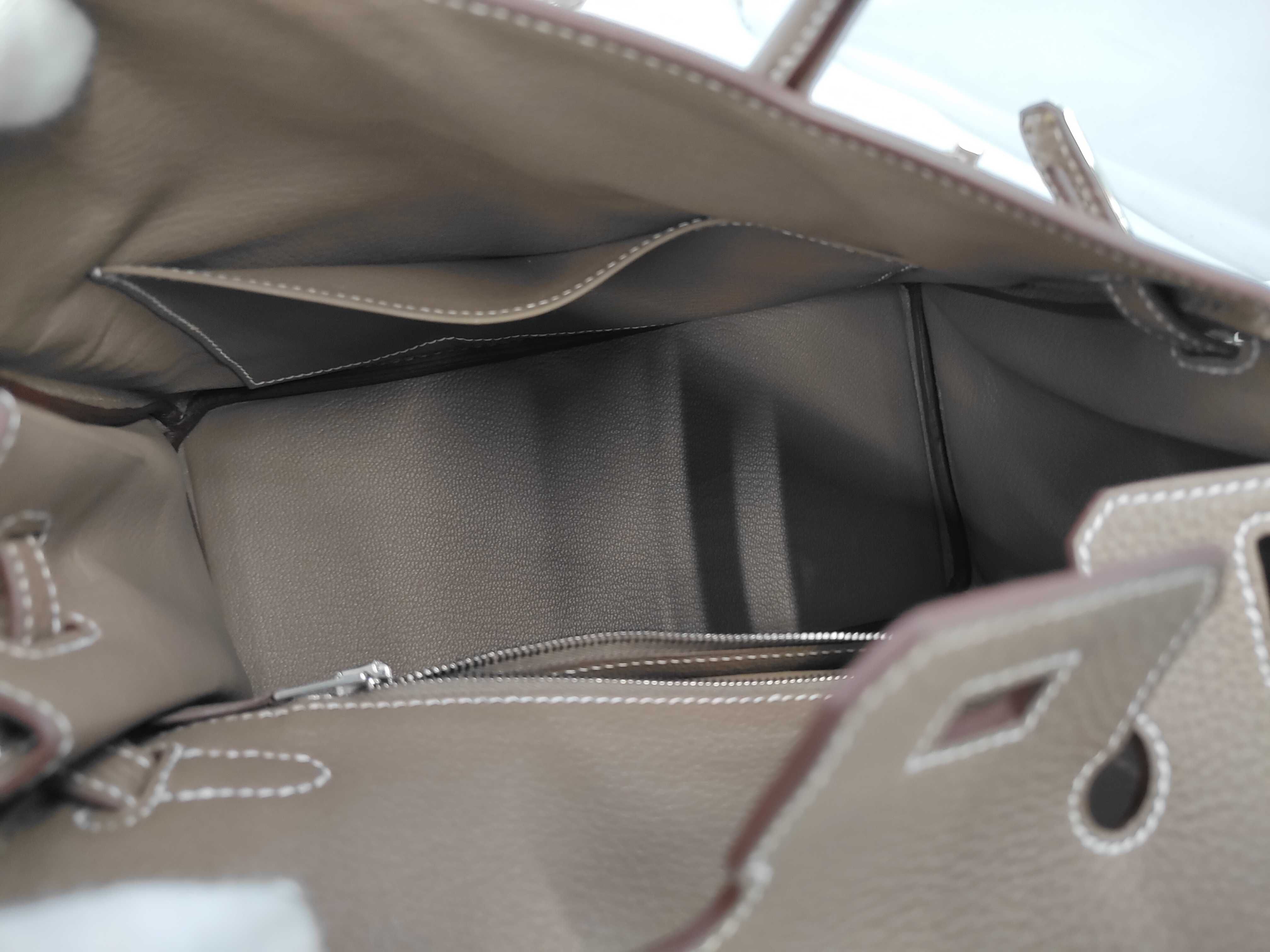 Birkin 25 Togo Etoupe Silver K Stamp Handbag — view 8