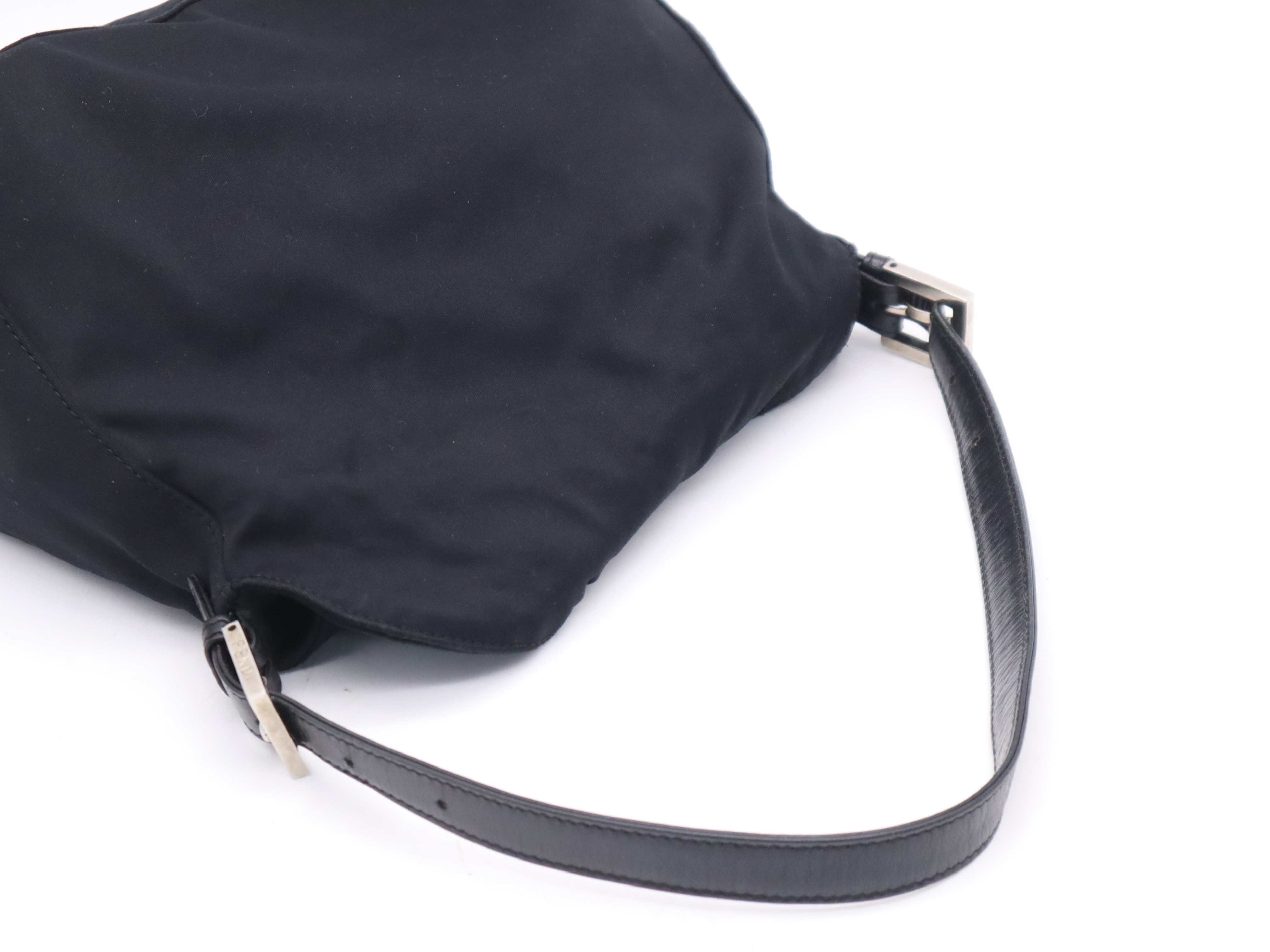 Jersey Mamma Bucket Black Shoulder Bag with Silver Hardware — view 6