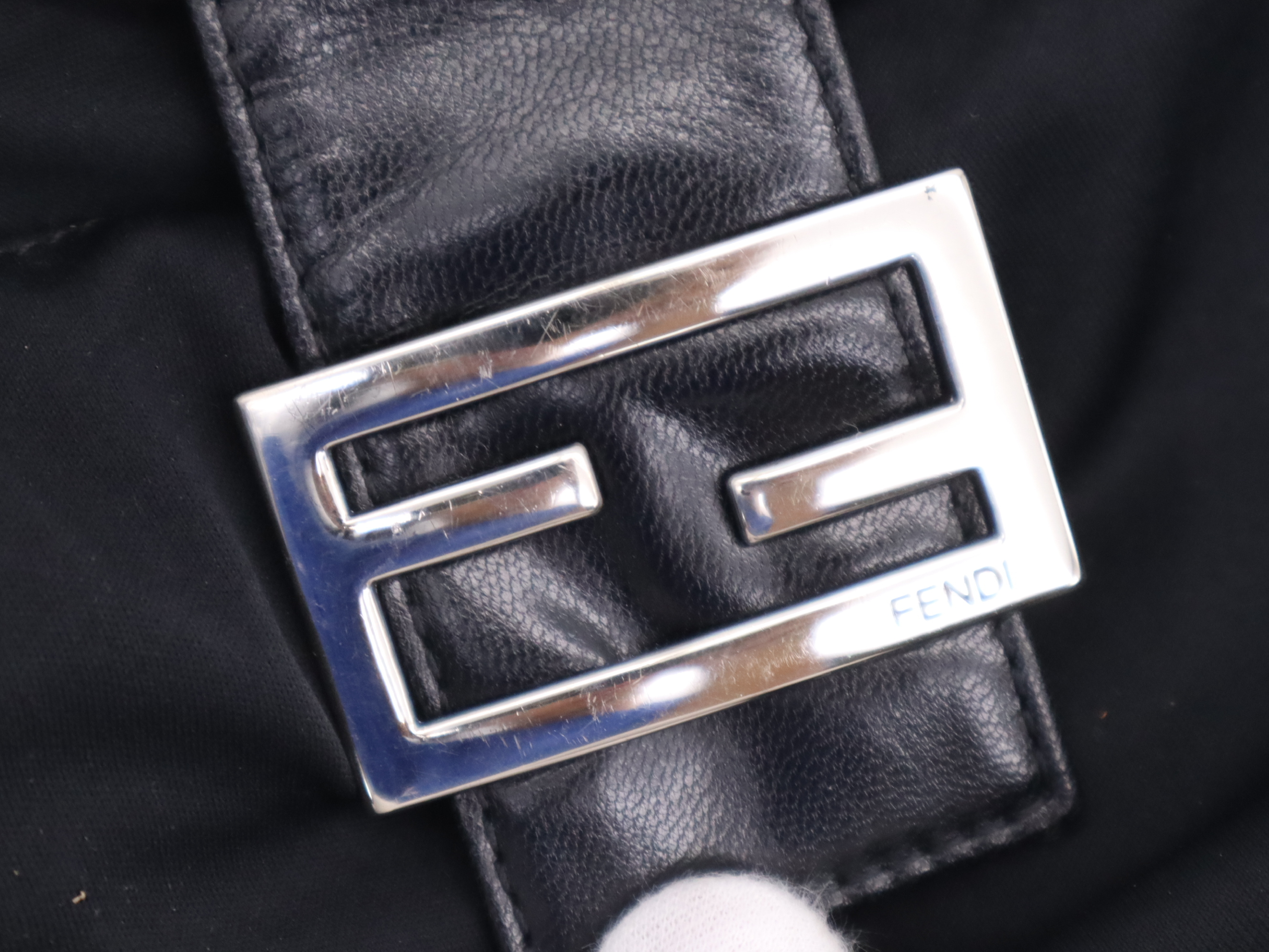 Jersey Mamma Bucket Black Shoulder Bag with Silver Hardware — view 9