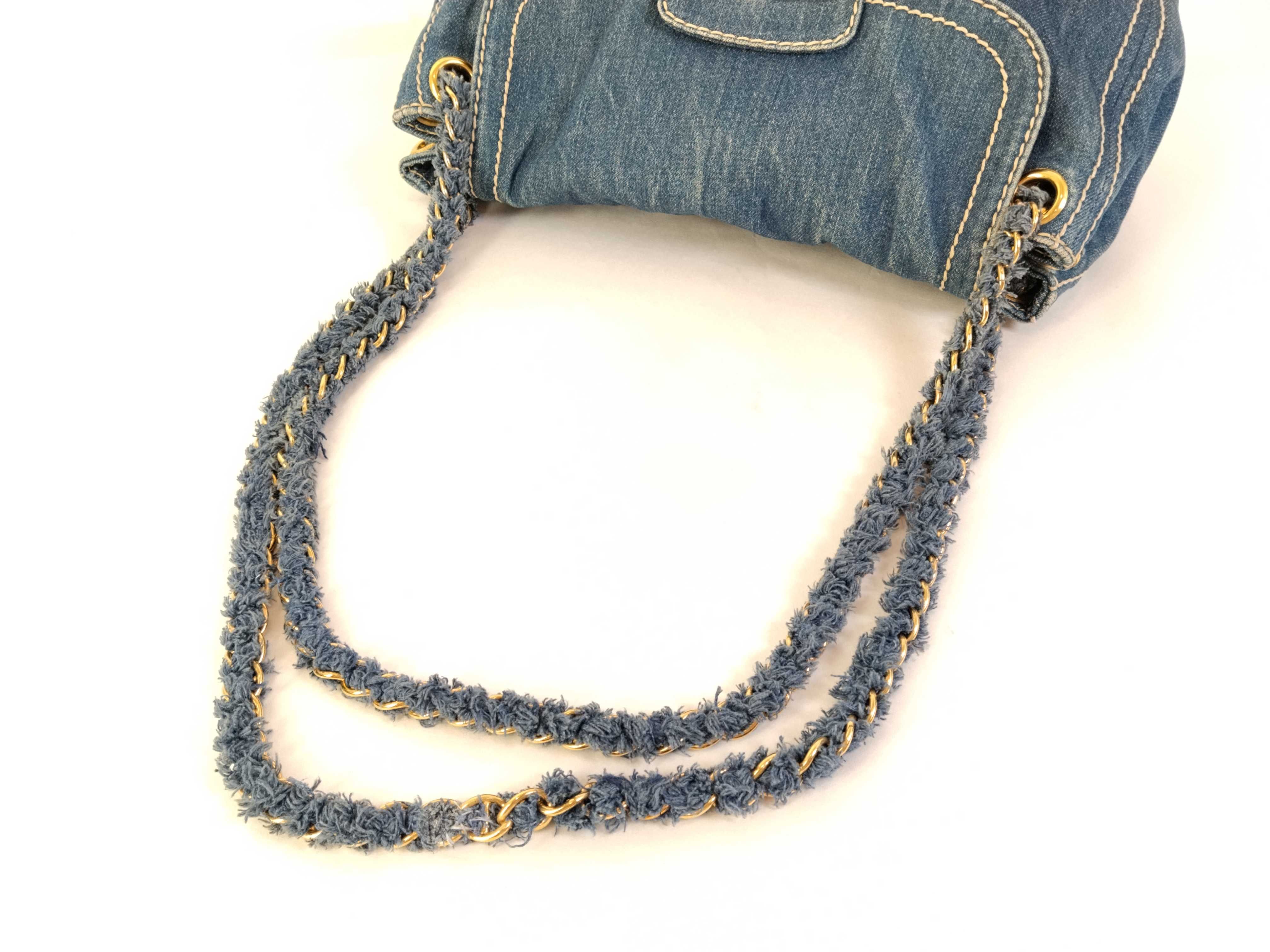 denim double chain shoulder bag — view 3