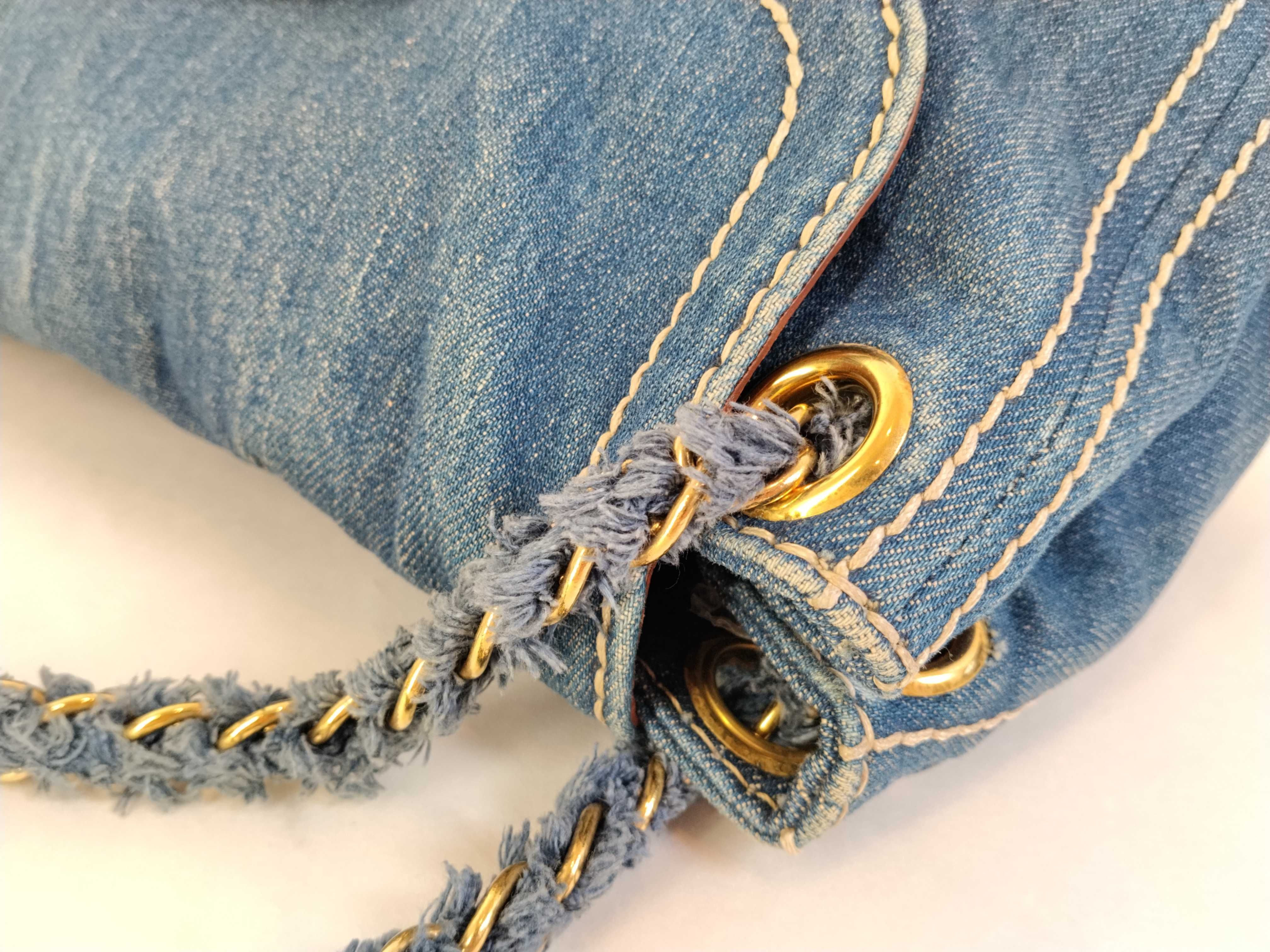 denim double chain shoulder bag — view 5