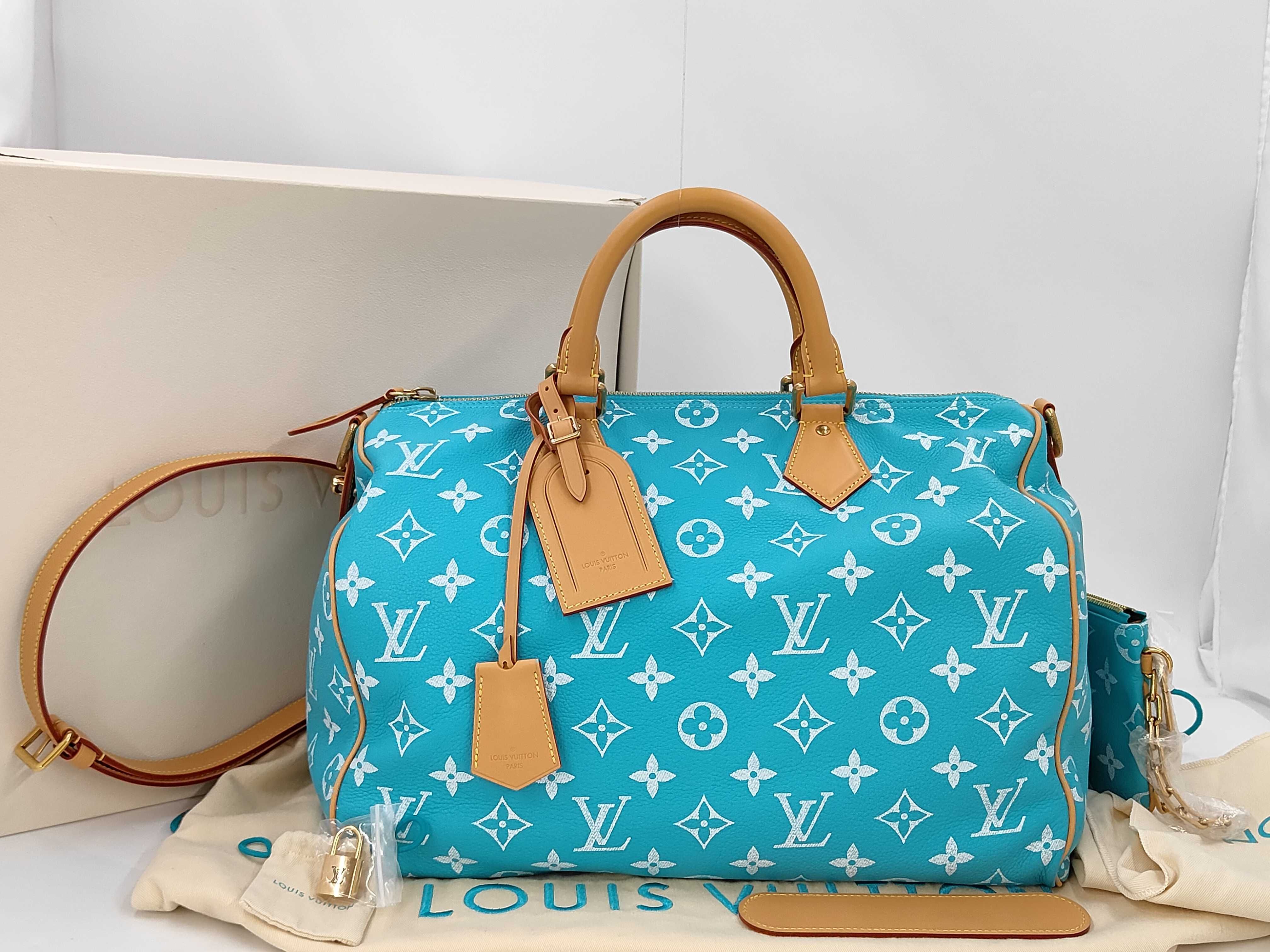 Speedy P9 Bandoulière 40 Monogram Turquoise M11564 RFID Shoulder Bag