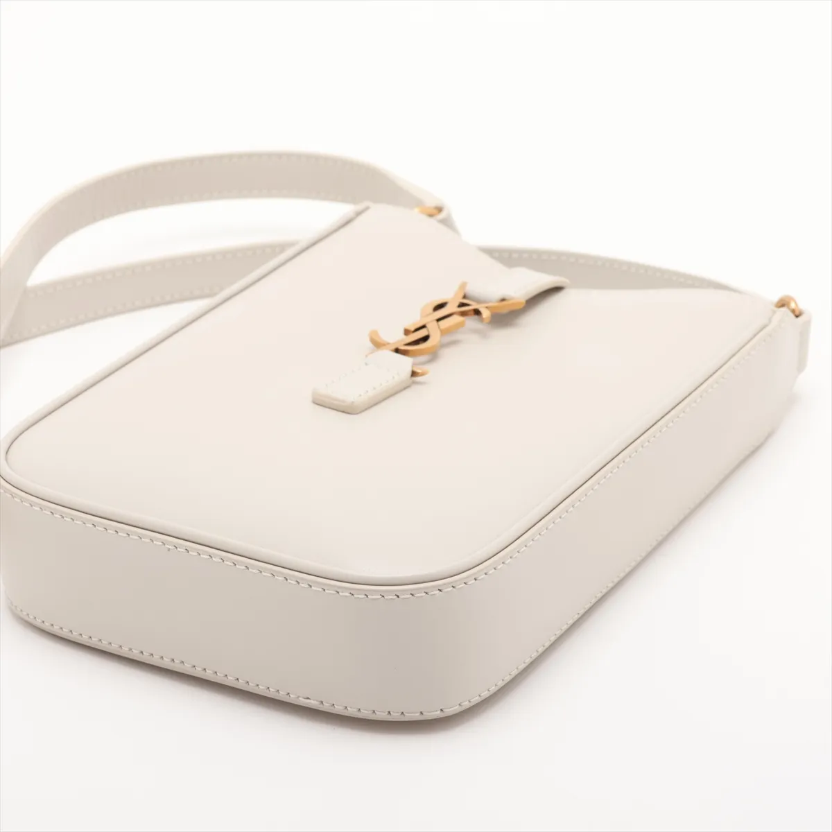 Mini Vertical Leather Shoulder Bag, White, 735214 — view 3