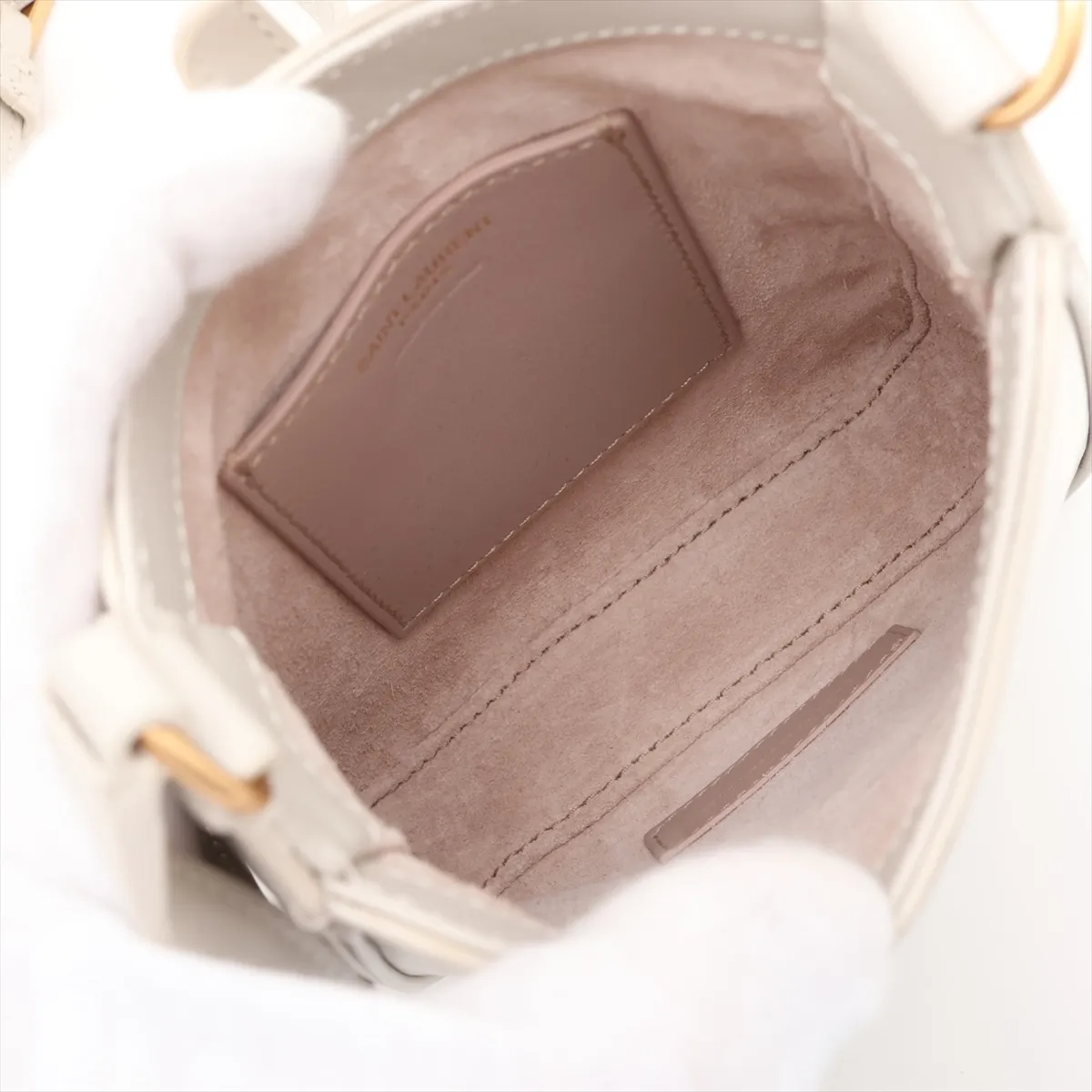Mini Vertical Leather Shoulder Bag, White, 735214 — view 6