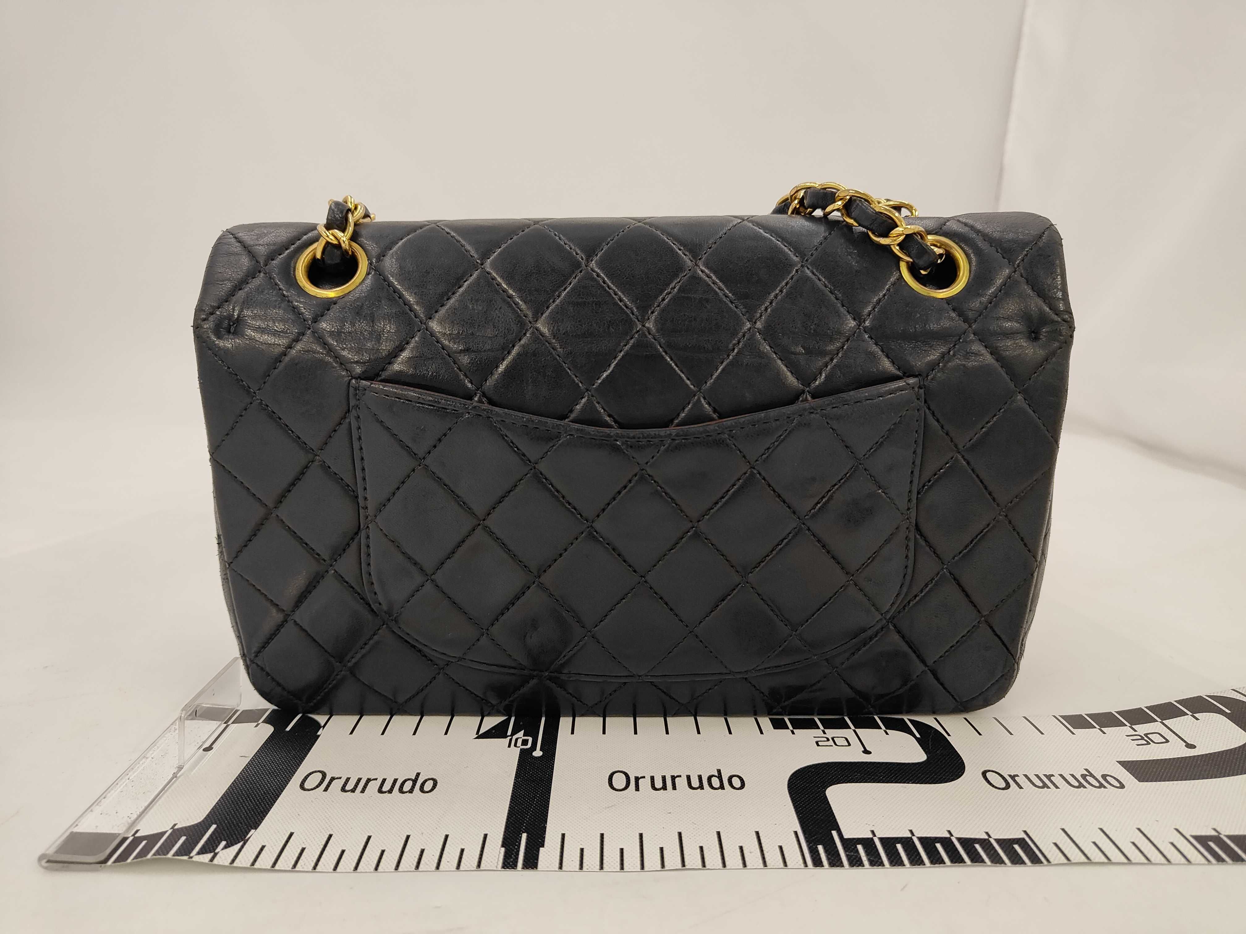 Matelassé Double Flap 25 Lambskin Leather Bag with Gold Hardware, Black, Serial Number 6, Chain Shoulder Bag — view 2