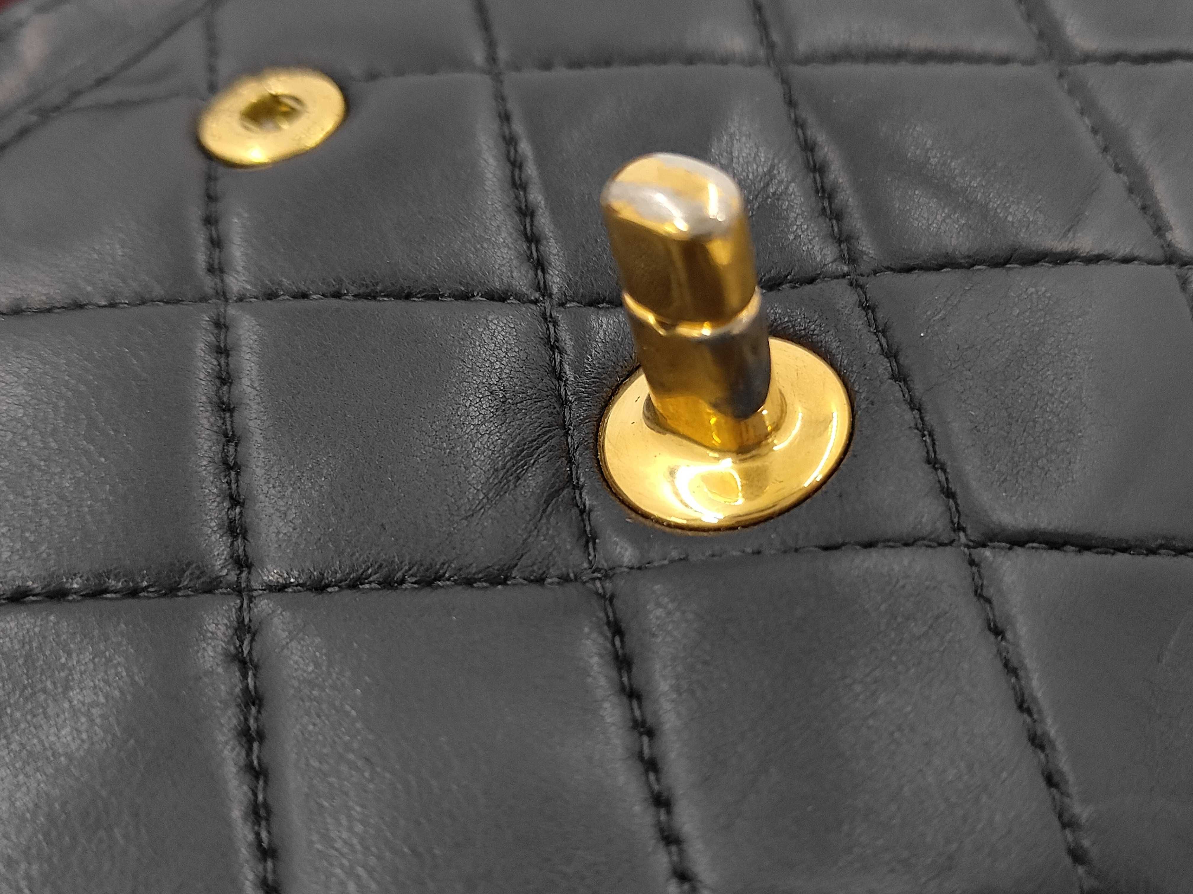 Matelassé Double Flap 25 Lambskin Leather Bag with Gold Hardware, Black, Serial Number 6, Chain Shoulder Bag — view 12
